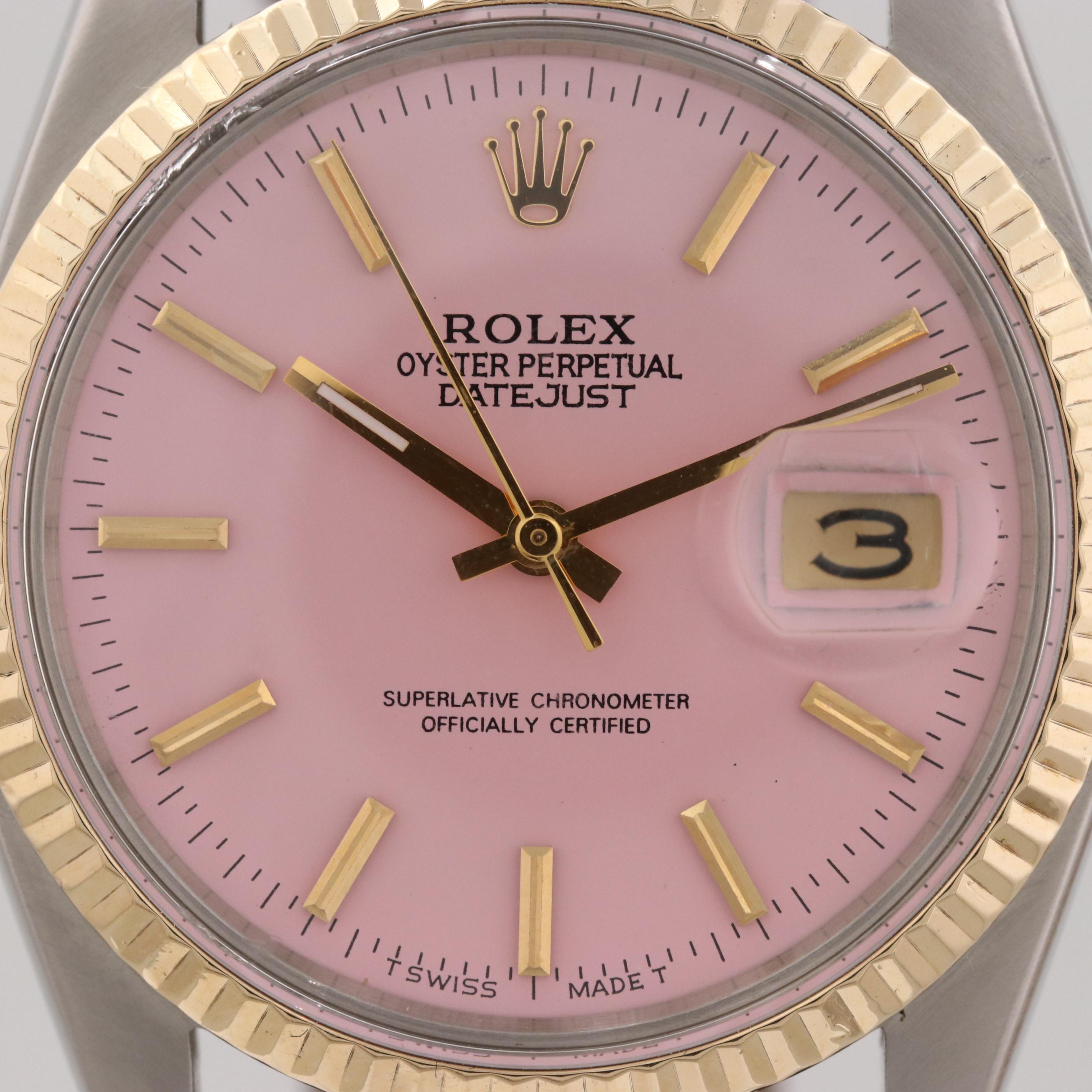 Vintage Rolex Datejust Two Tone Stainless Steel and 18K Gold Watch, 1979