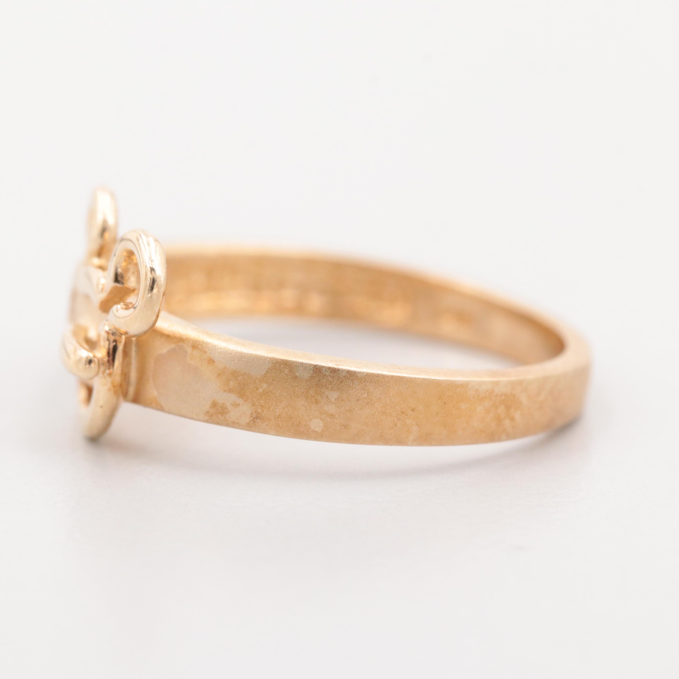 Disney 14K Yellow Gold Cubic Zirconia Mickey Mouse Buckle Ring