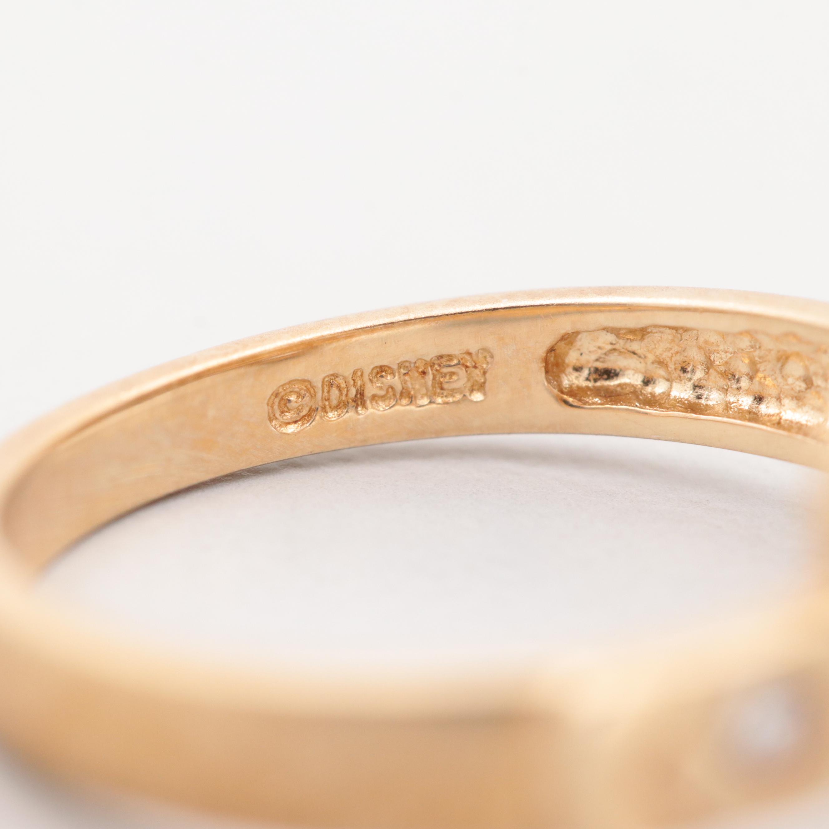 Disney 14K Yellow Gold Cubic Zirconia Mickey Mouse Buckle Ring