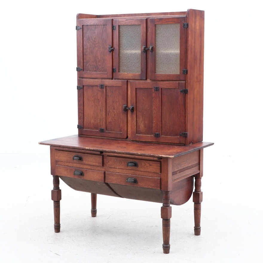 Oak and Pine Hoosier Cabinet, Early 20th Century