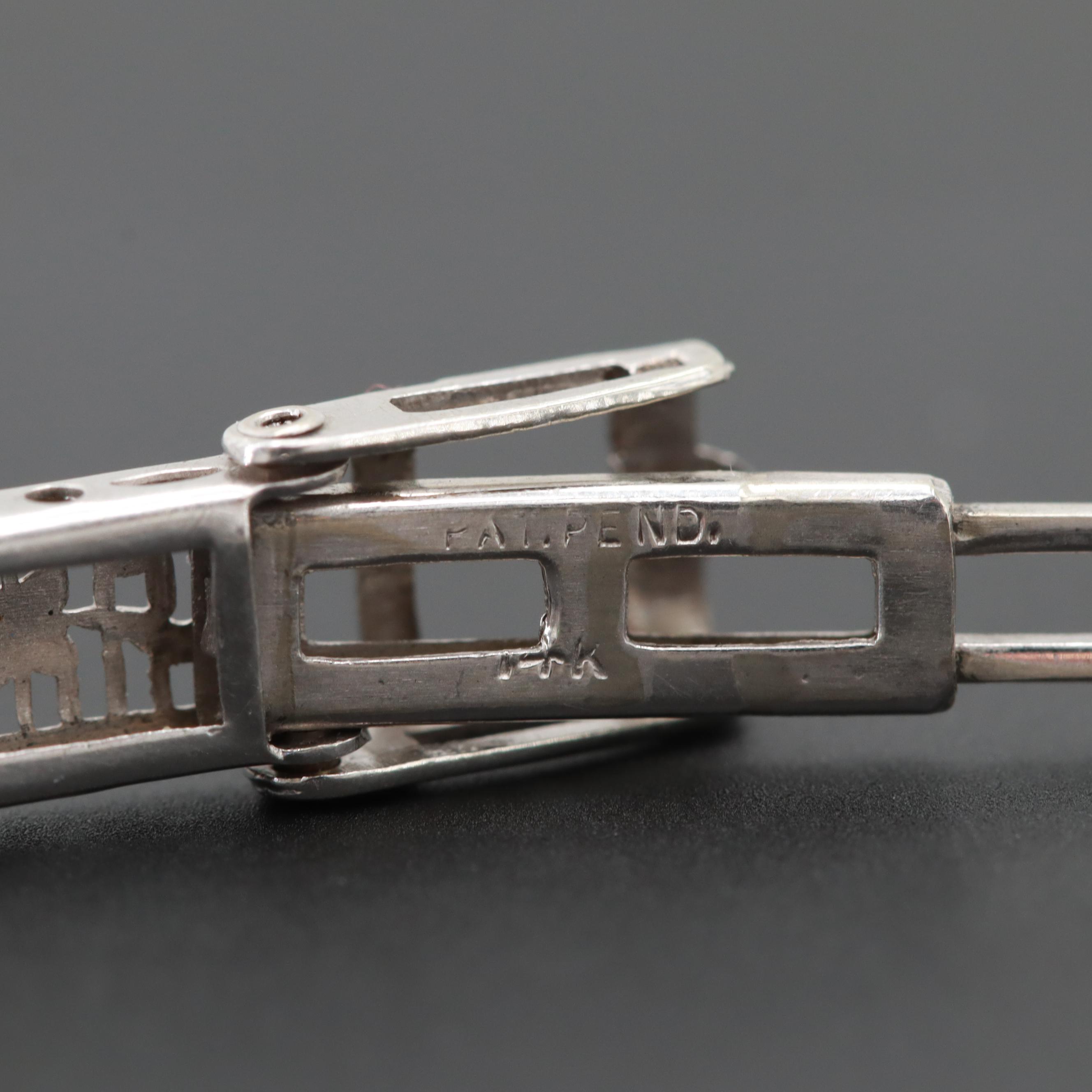 Art Deco 14K White Gold Diamond and Synthetic Sapphire Bracelet