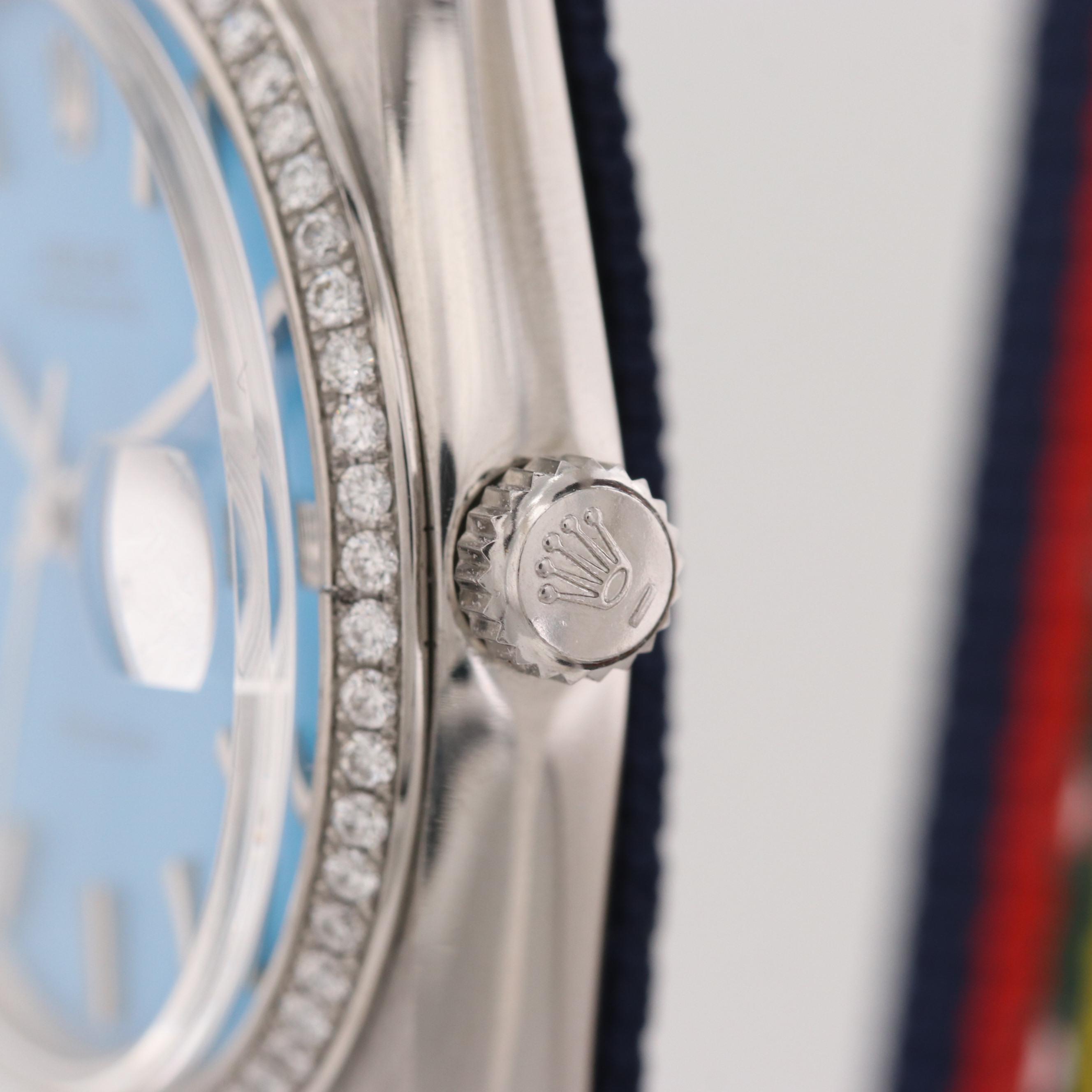 Vintage Rolex Oysterdate Stainless Steel Watch With Diamond Bezel,1964