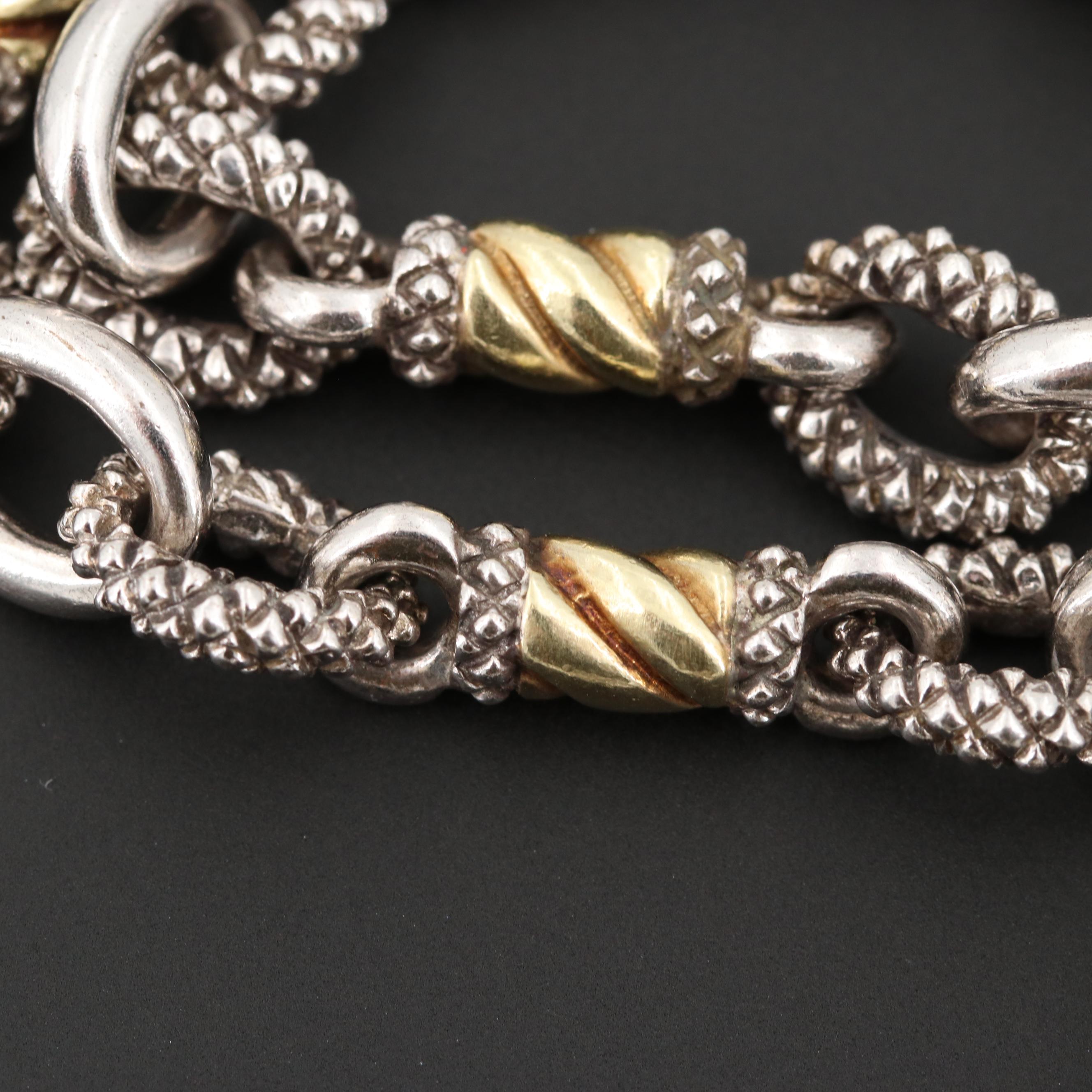 Judith Ripka Sterling Silver Diamond Necklace with 18K Yellow Gold Accent