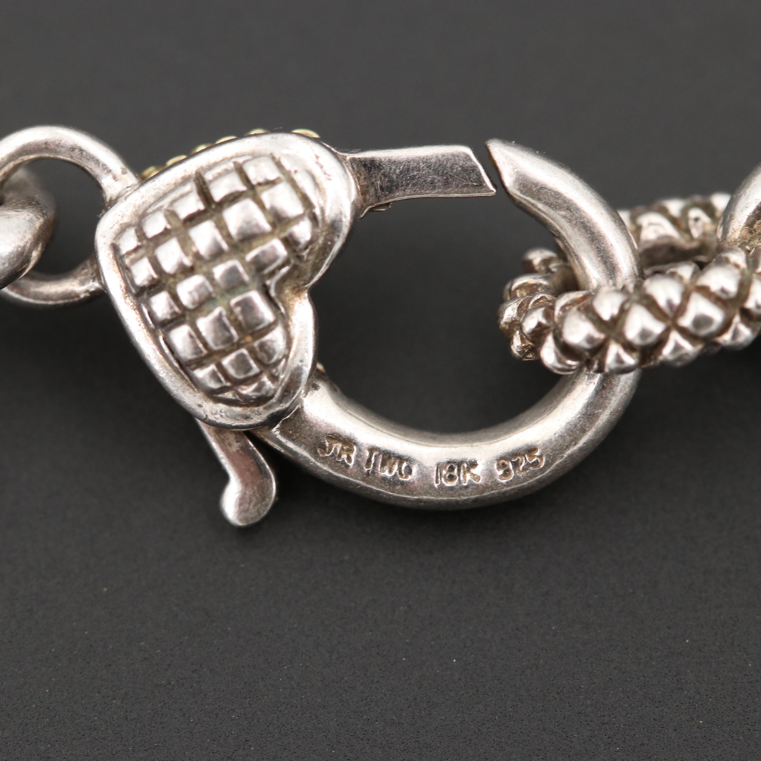 Judith Ripka Sterling Silver Diamond Necklace with 18K Yellow Gold Accent