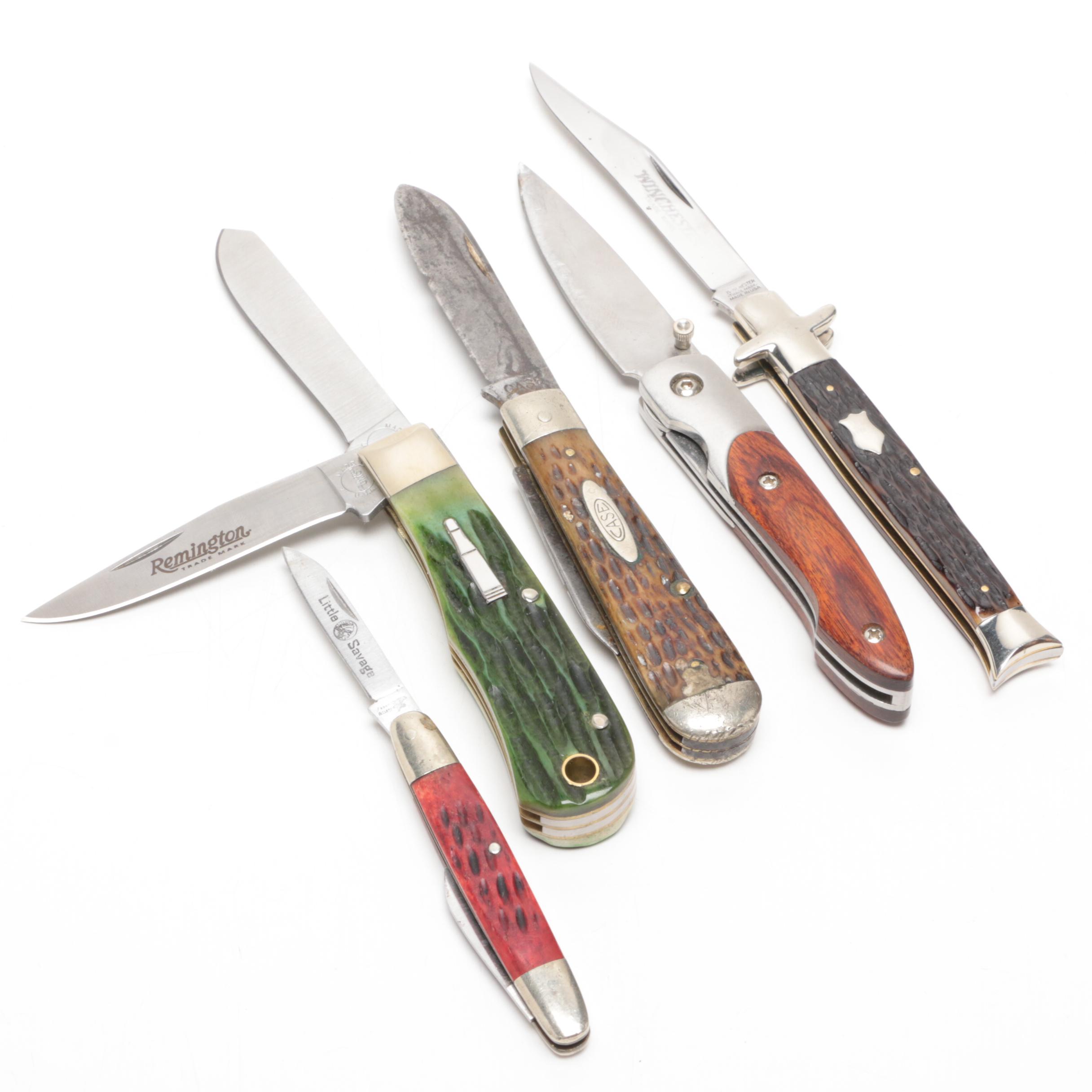 Case, Remington, Frost "Little Savage" and Winchester Folding Knives