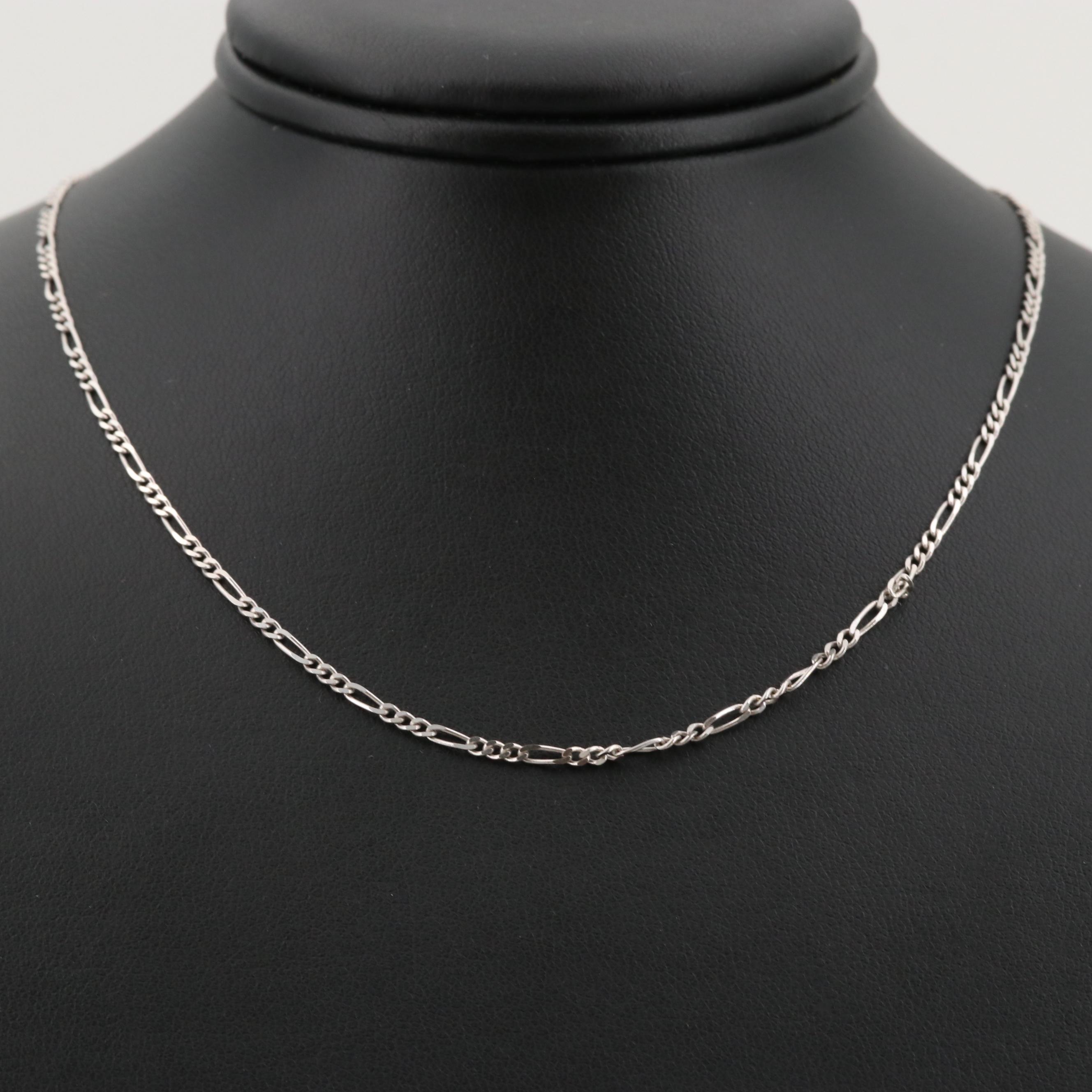 14K White Gold Figaro Chain