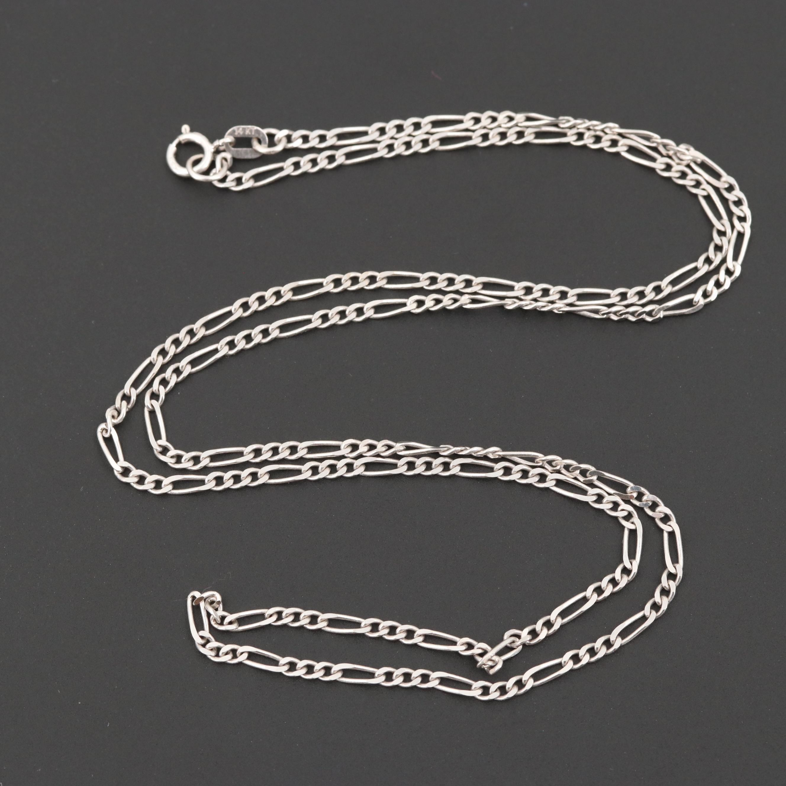 14K White Gold Figaro Chain