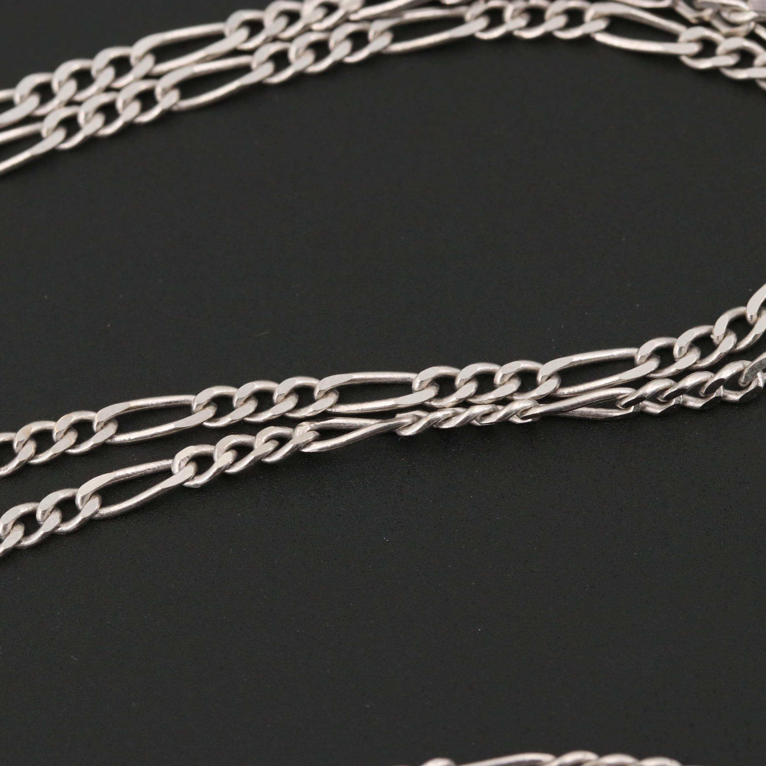 14K White Gold Figaro Chain