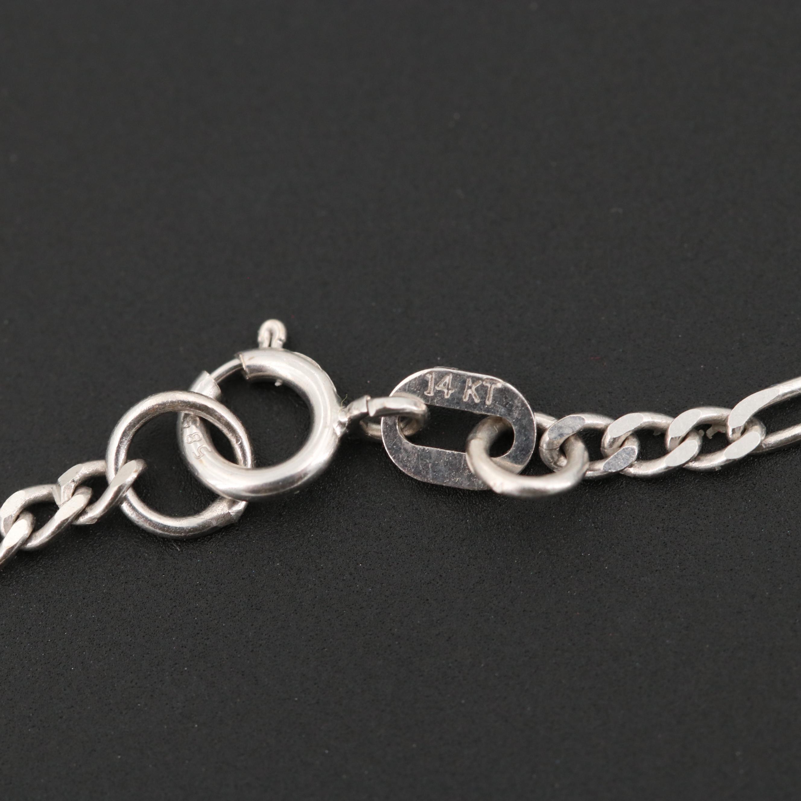 14K White Gold Figaro Chain