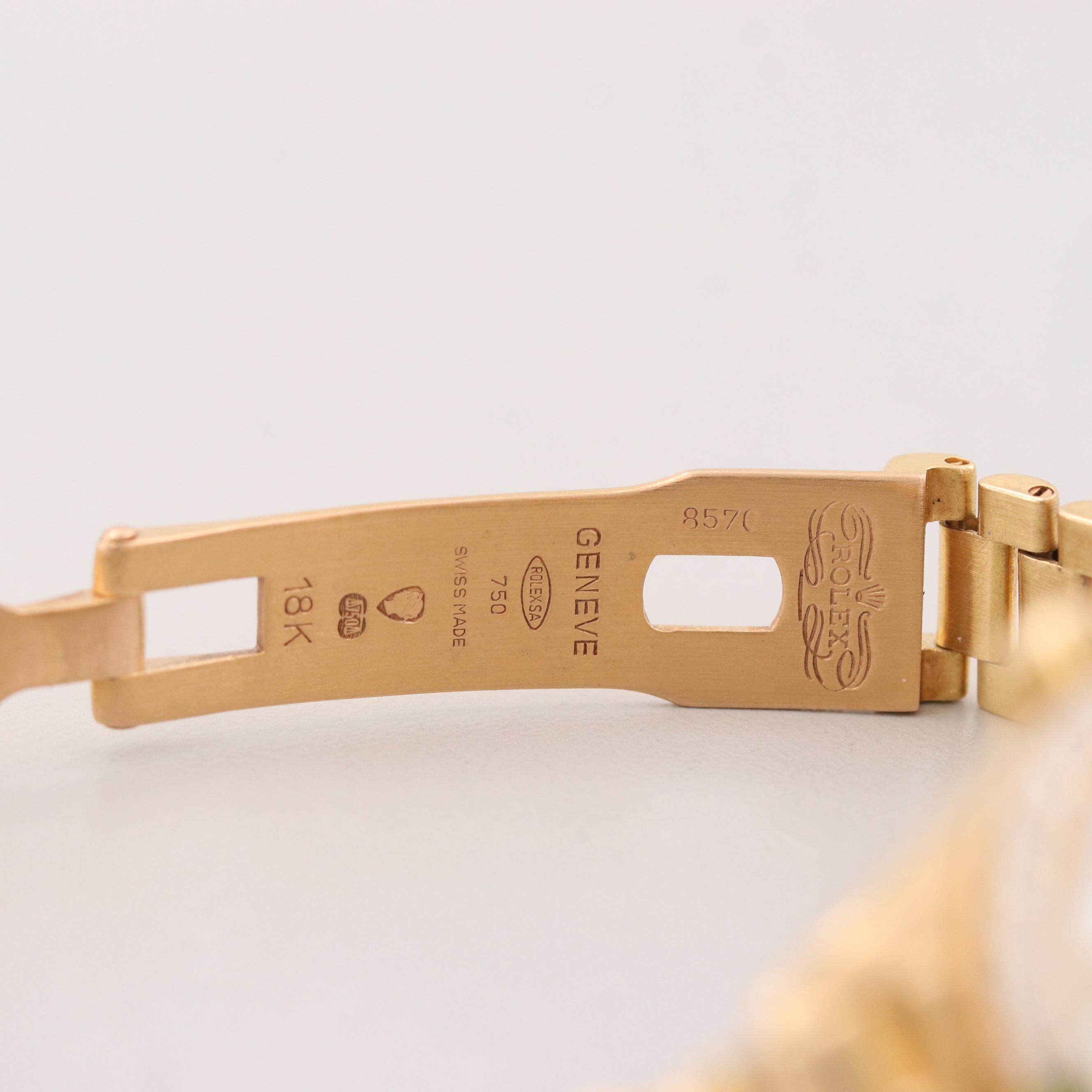 Vintage Rolex Datejust 18K Gold Watch With Diamond and Green Glass Accents, 1979