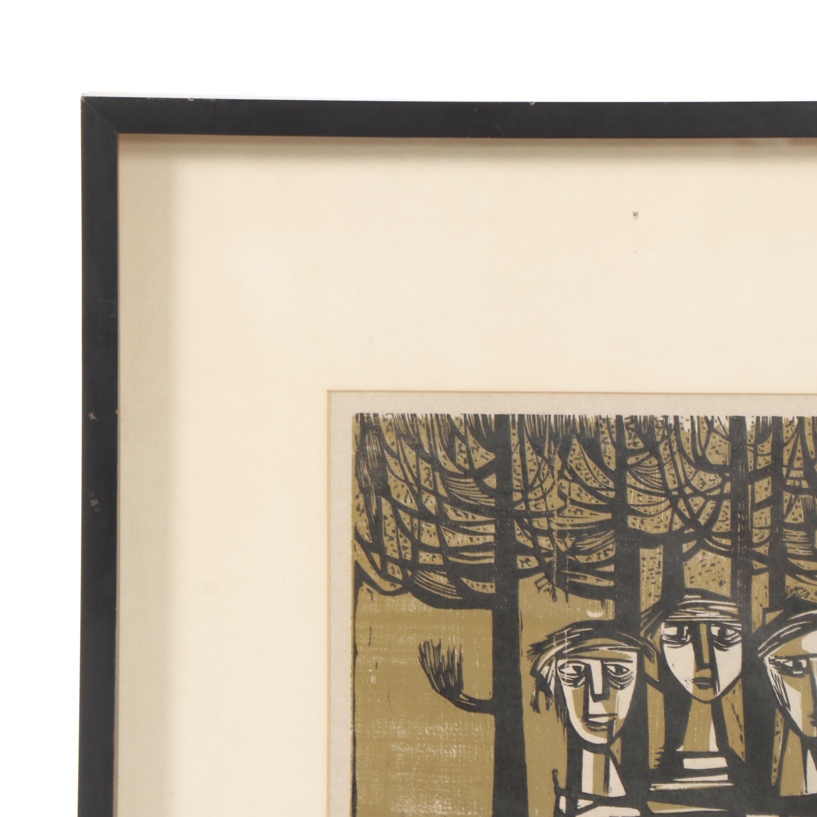 1967 Figural Woodcut