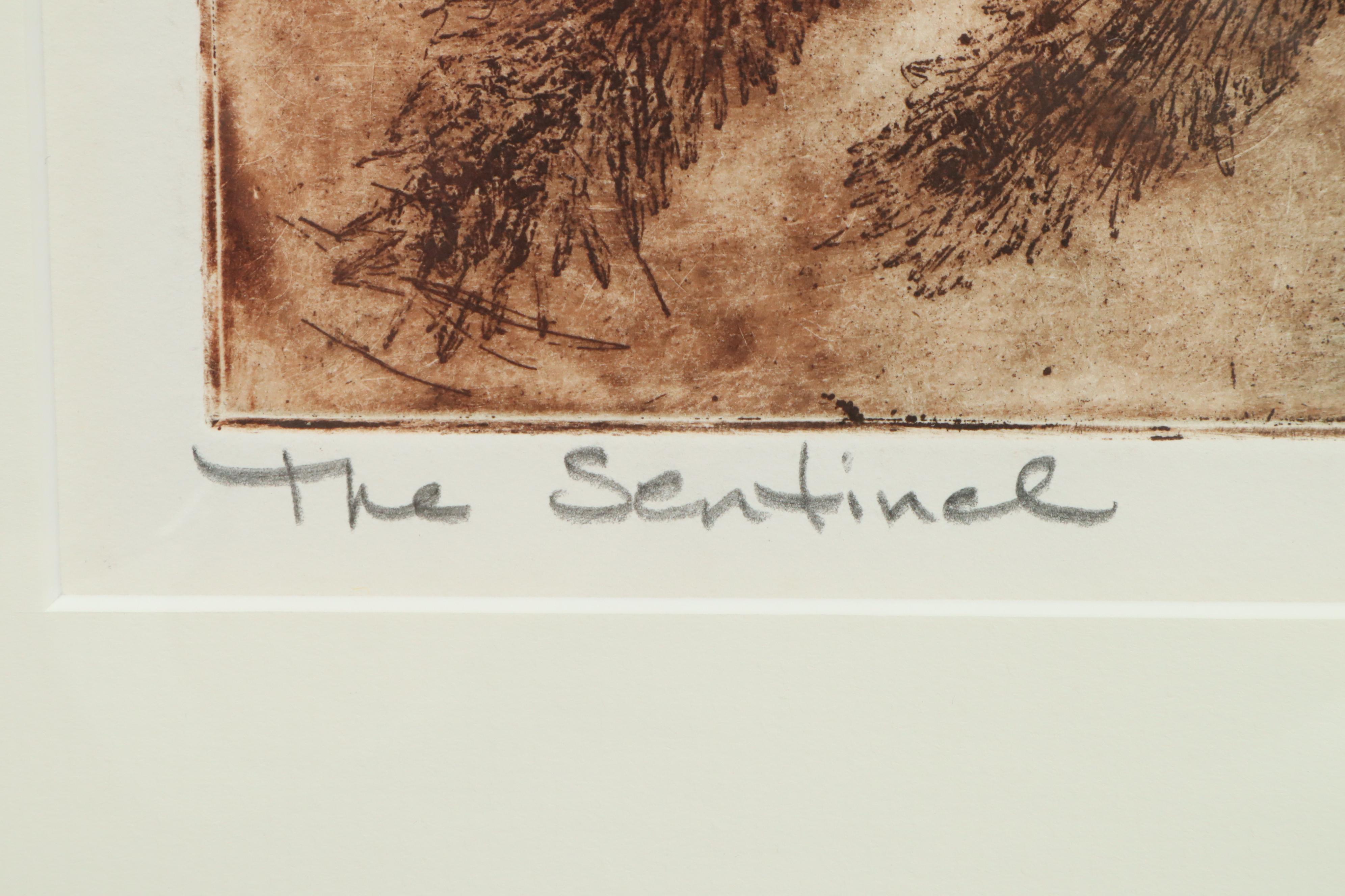 Carolyn Hershey Etching "The Sentinel"