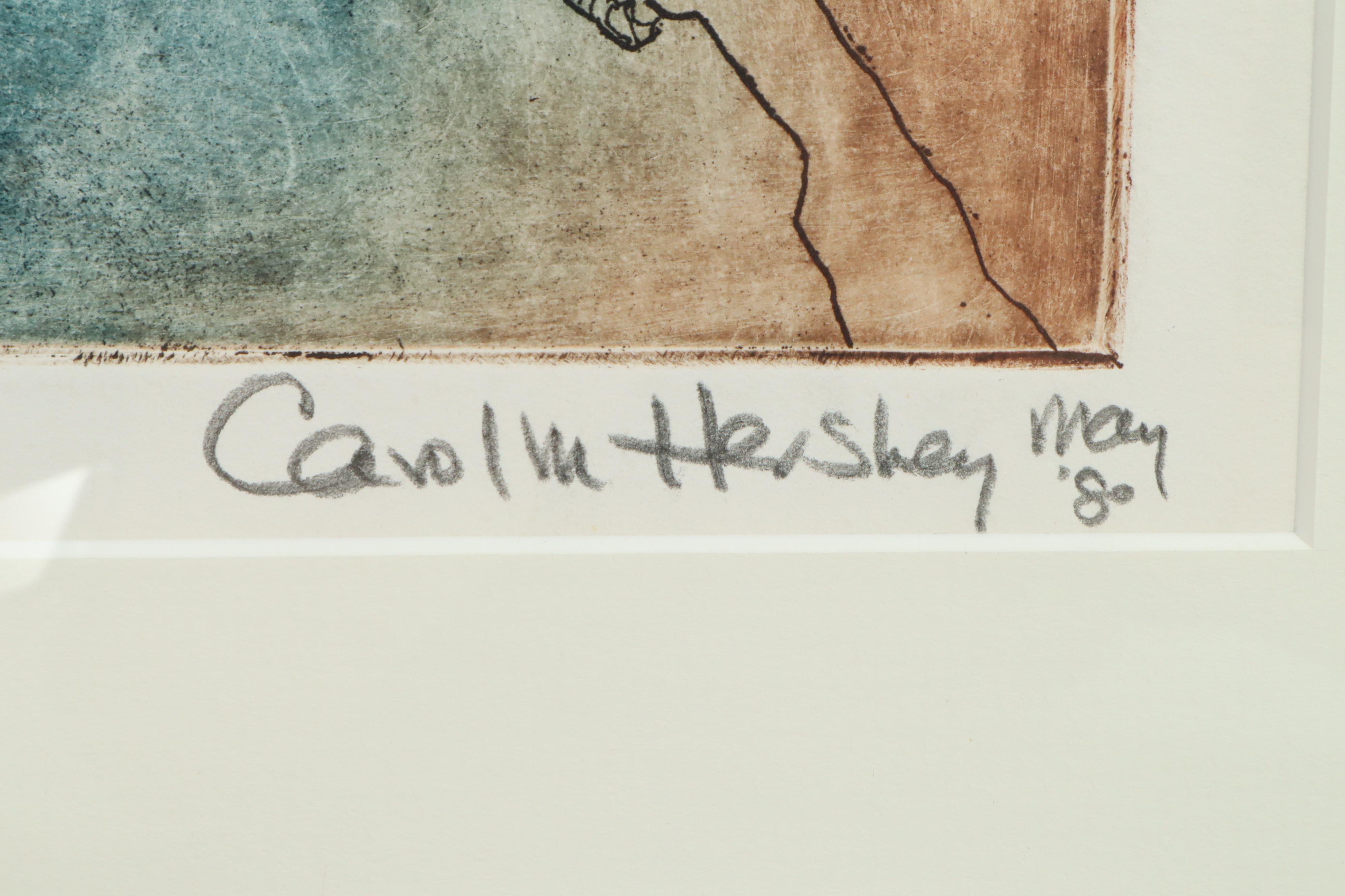 Carolyn Hershey Etching "The Sentinel"