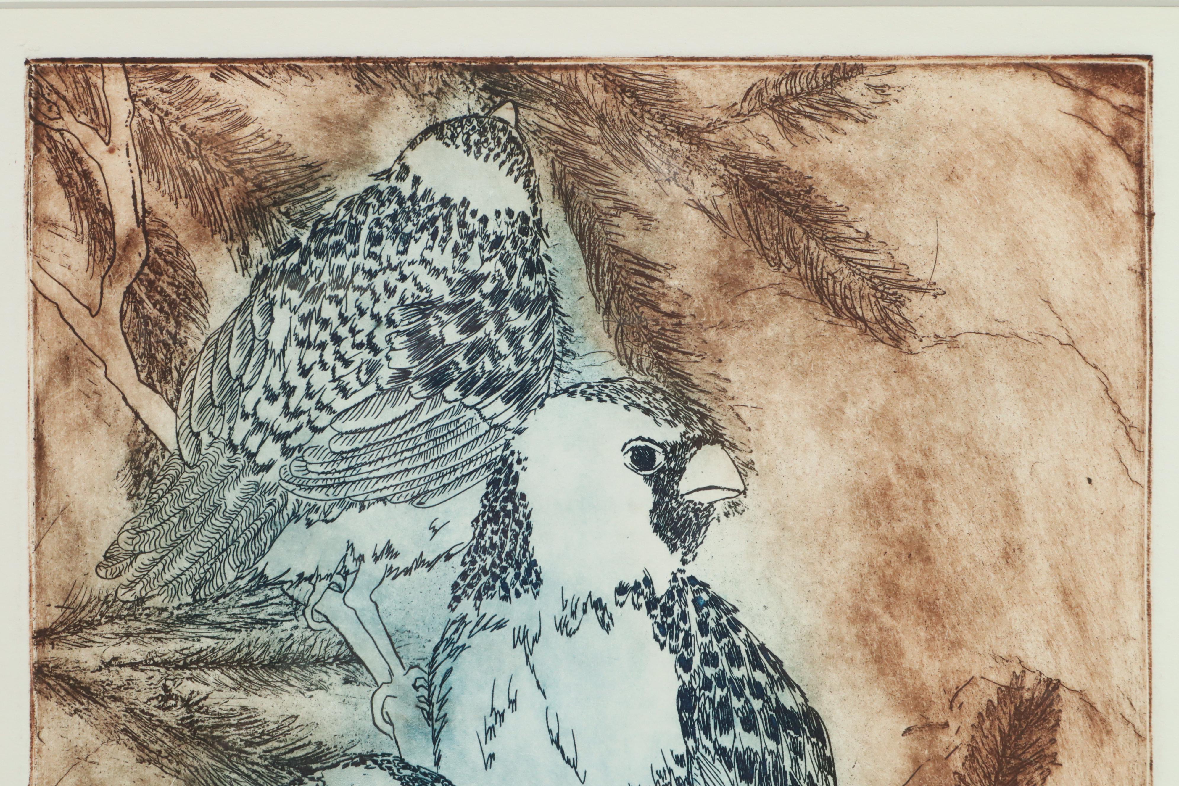 Carolyn Hershey Etching "The Sentinel"