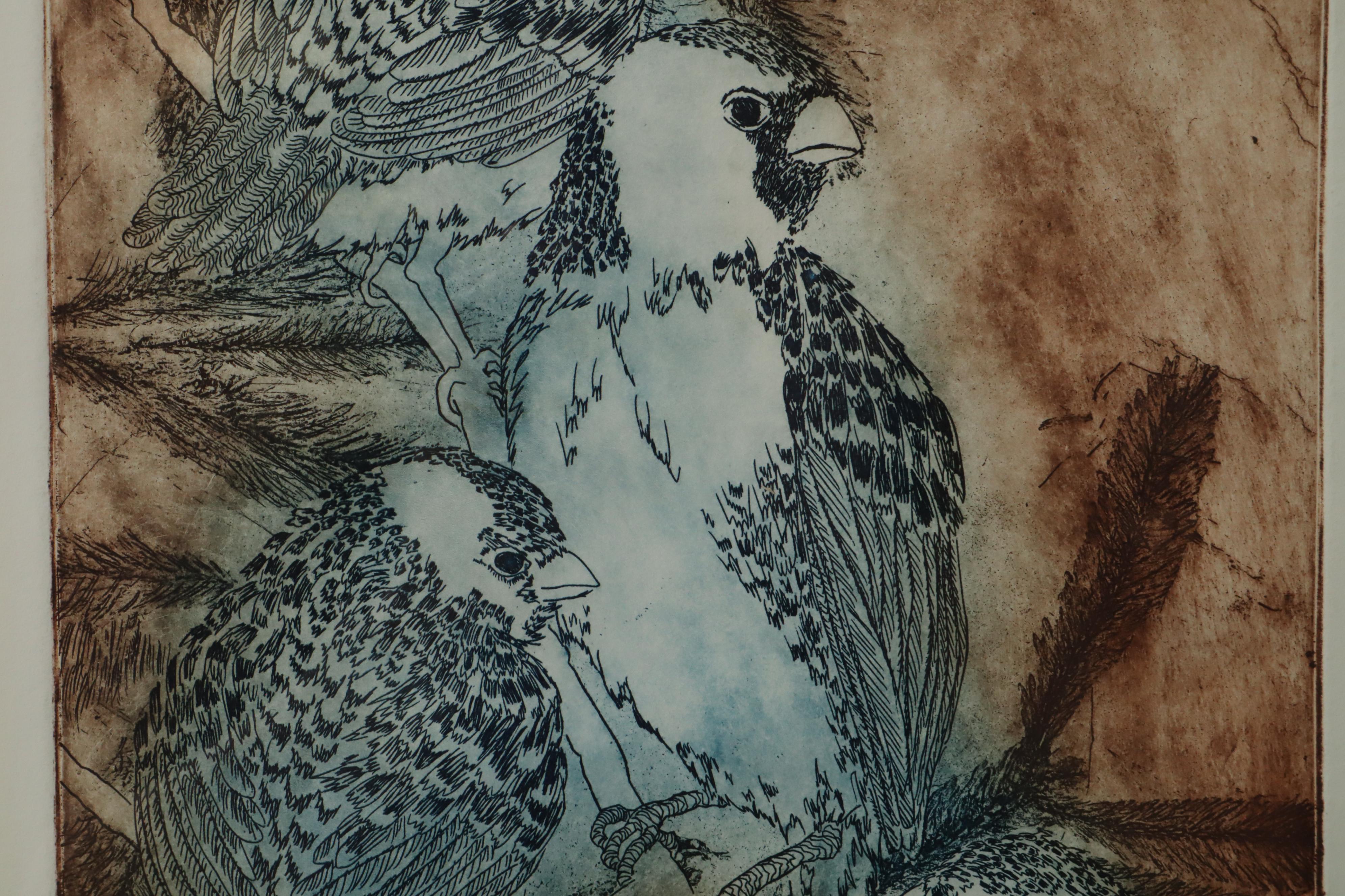 Carolyn Hershey Etching "The Sentinel"