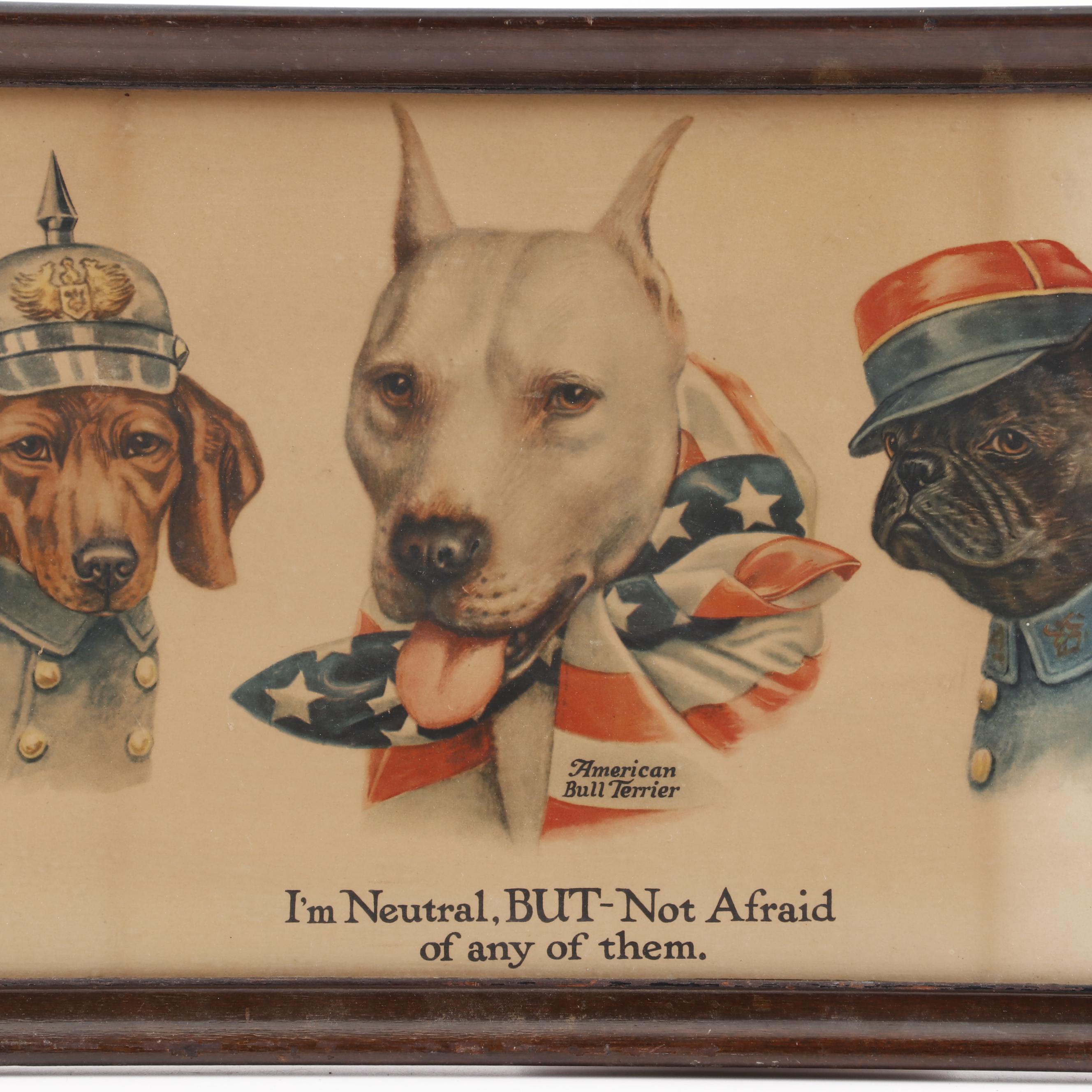 Wallace Robinson Lithograph "I'm Neutral, BUT - Not Afraid of Any of Them", 1915