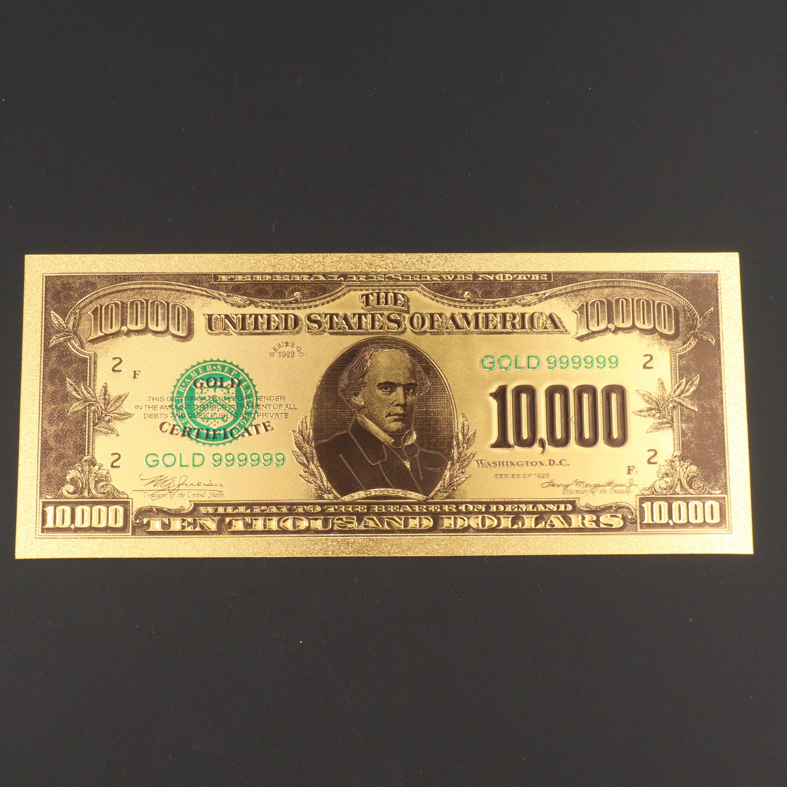 $10,000 Gold Replica Banknote Patterned After Series of 1928
