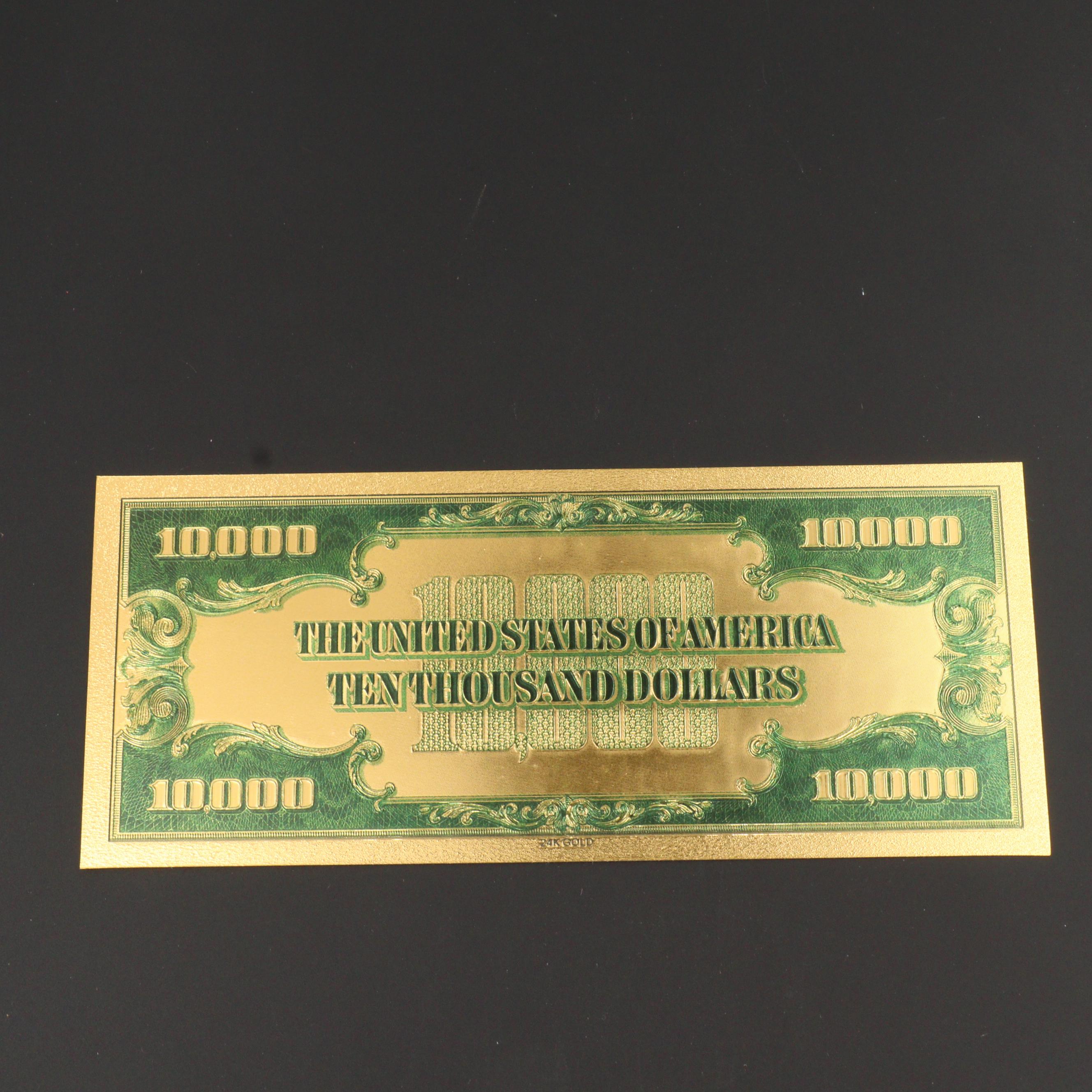 $10,000 Gold Replica Banknote Patterned After Series of 1928