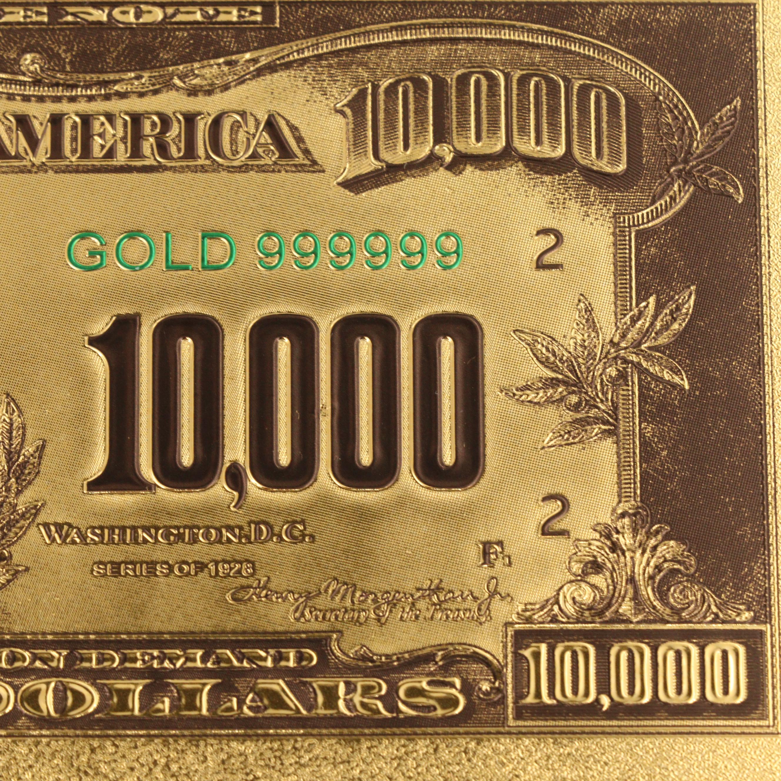 $10,000 Gold Replica Banknote Patterned After Series of 1928