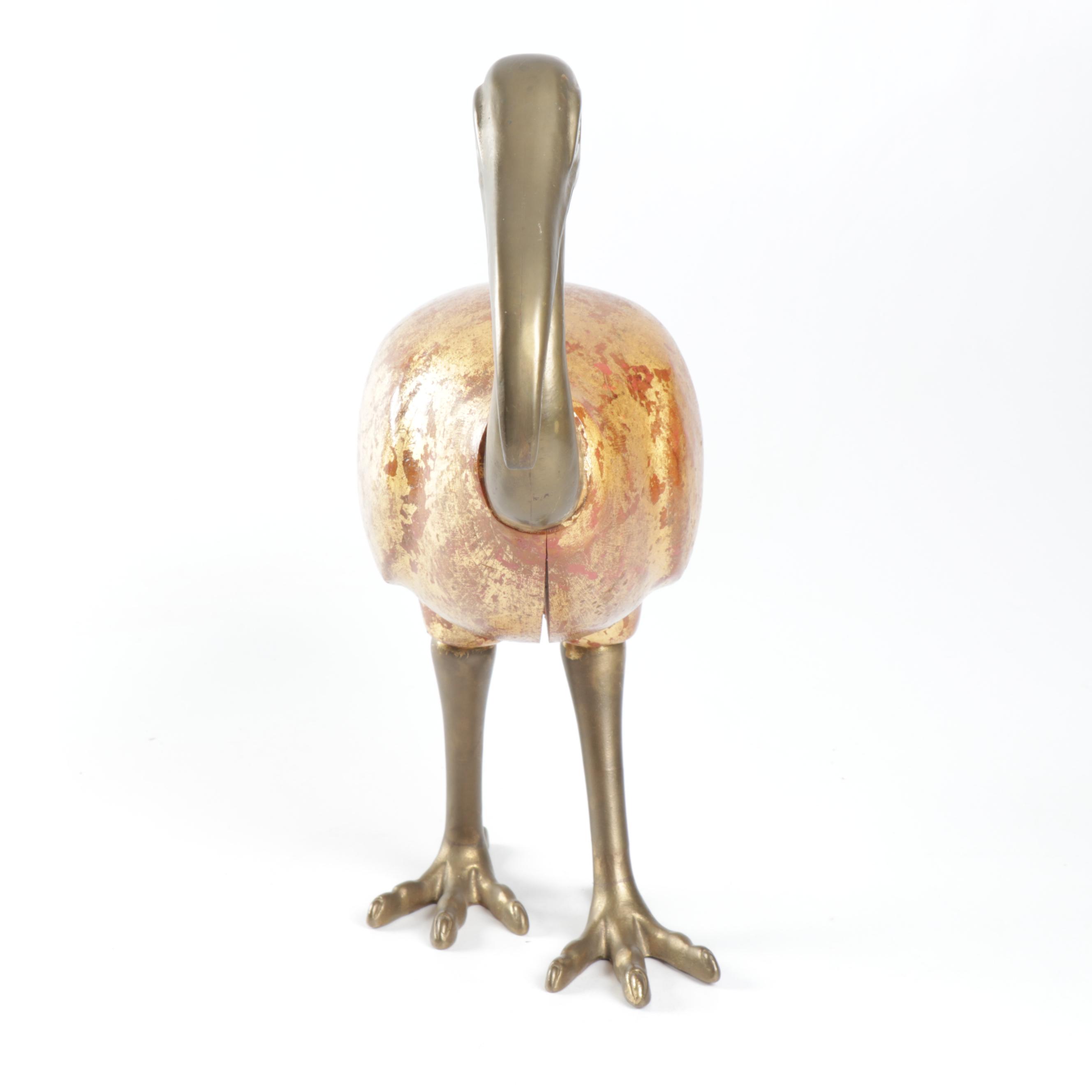 Sarreid Italian Wooden and Brass Ibis Bird Figurine