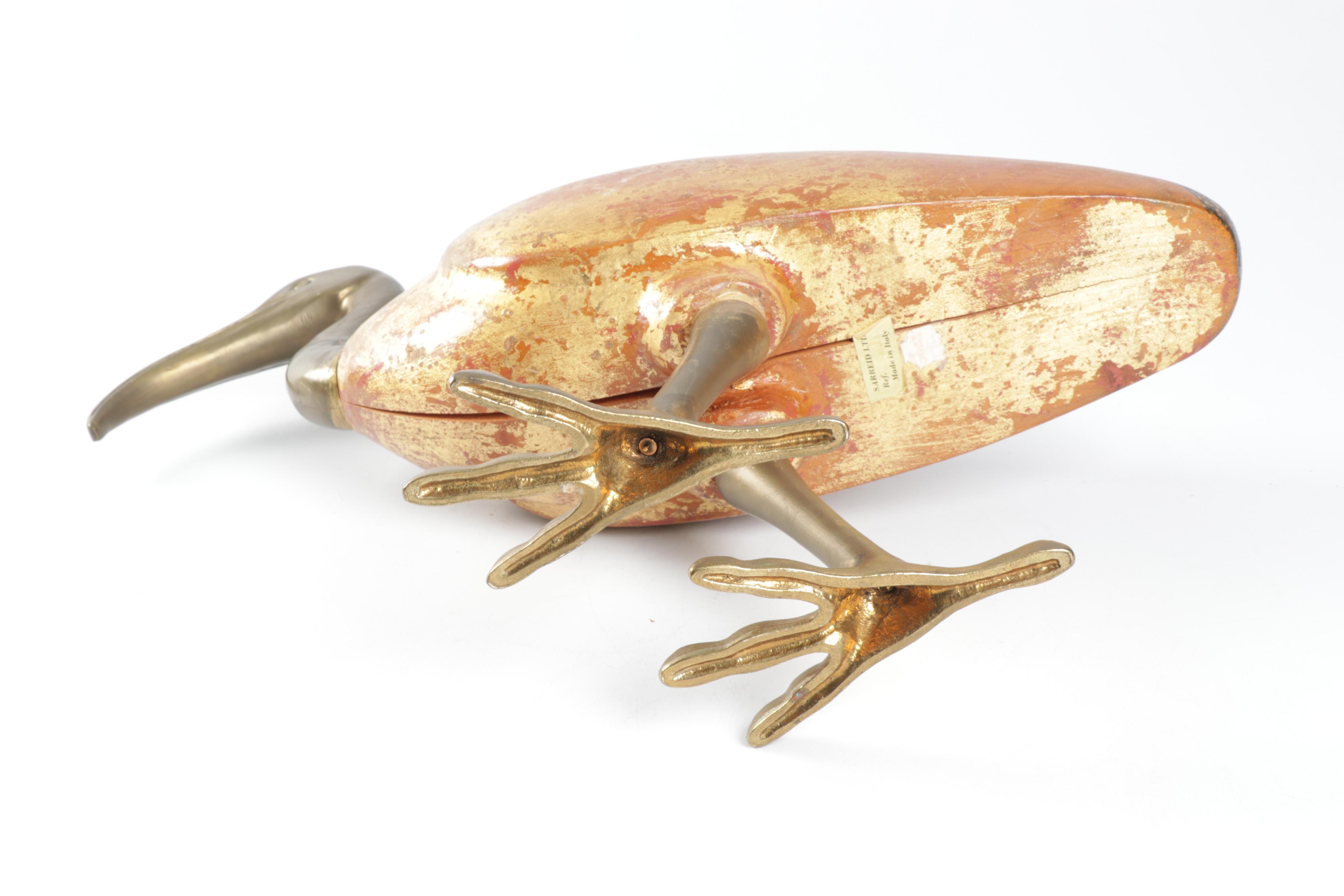 Sarreid Italian Wooden and Brass Ibis Bird Figurine