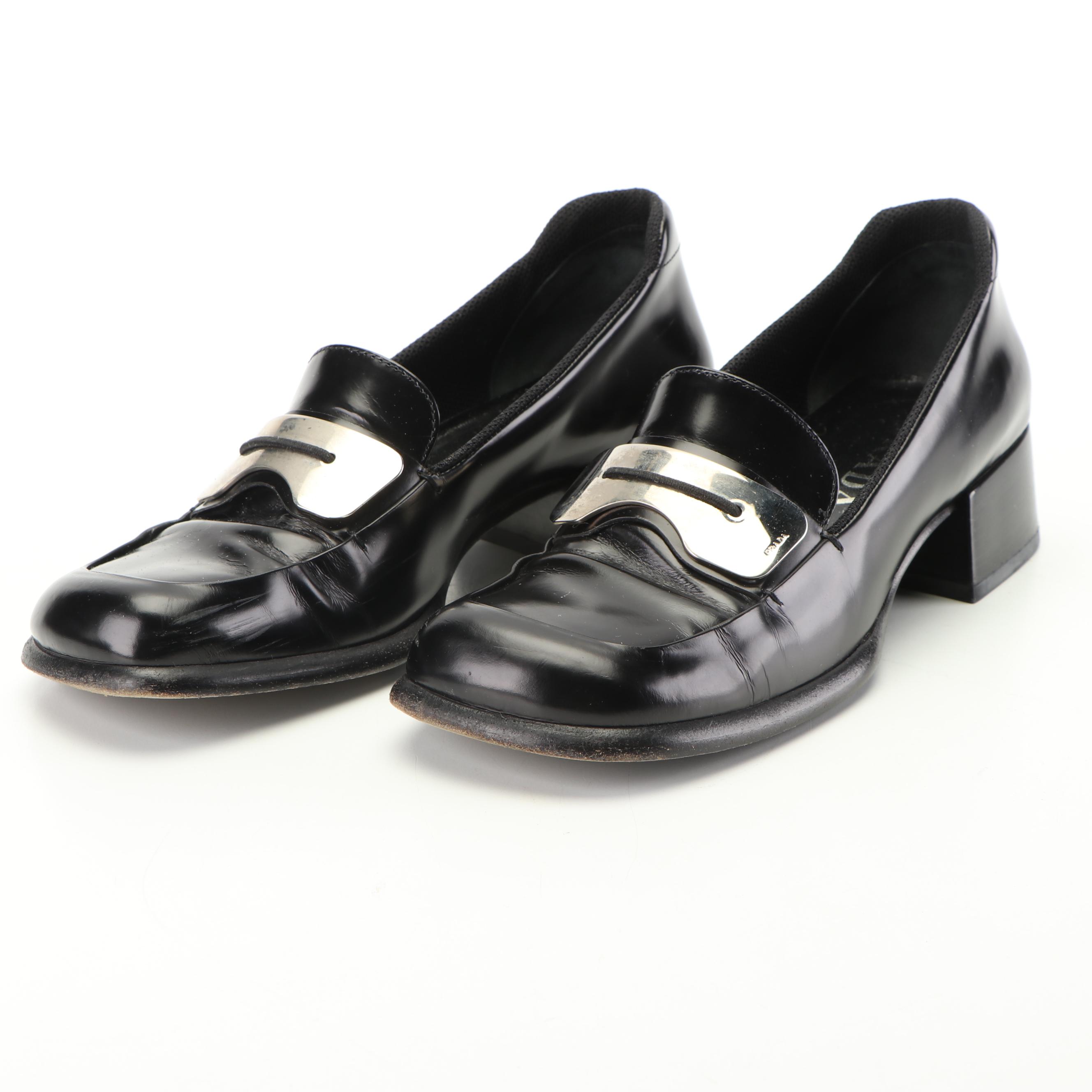 Women's Prada Black Leather Loafers