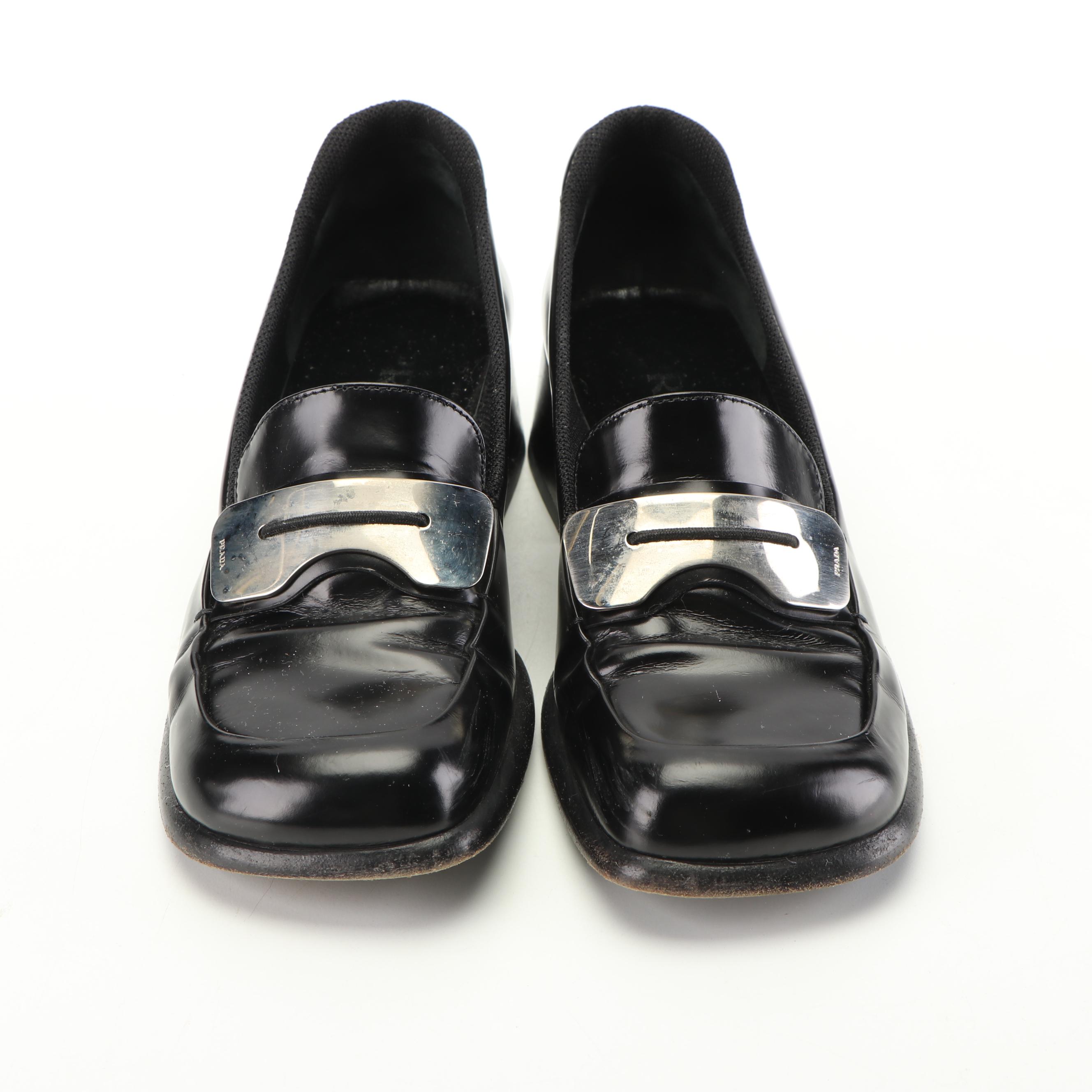 Women's Prada Black Leather Loafers