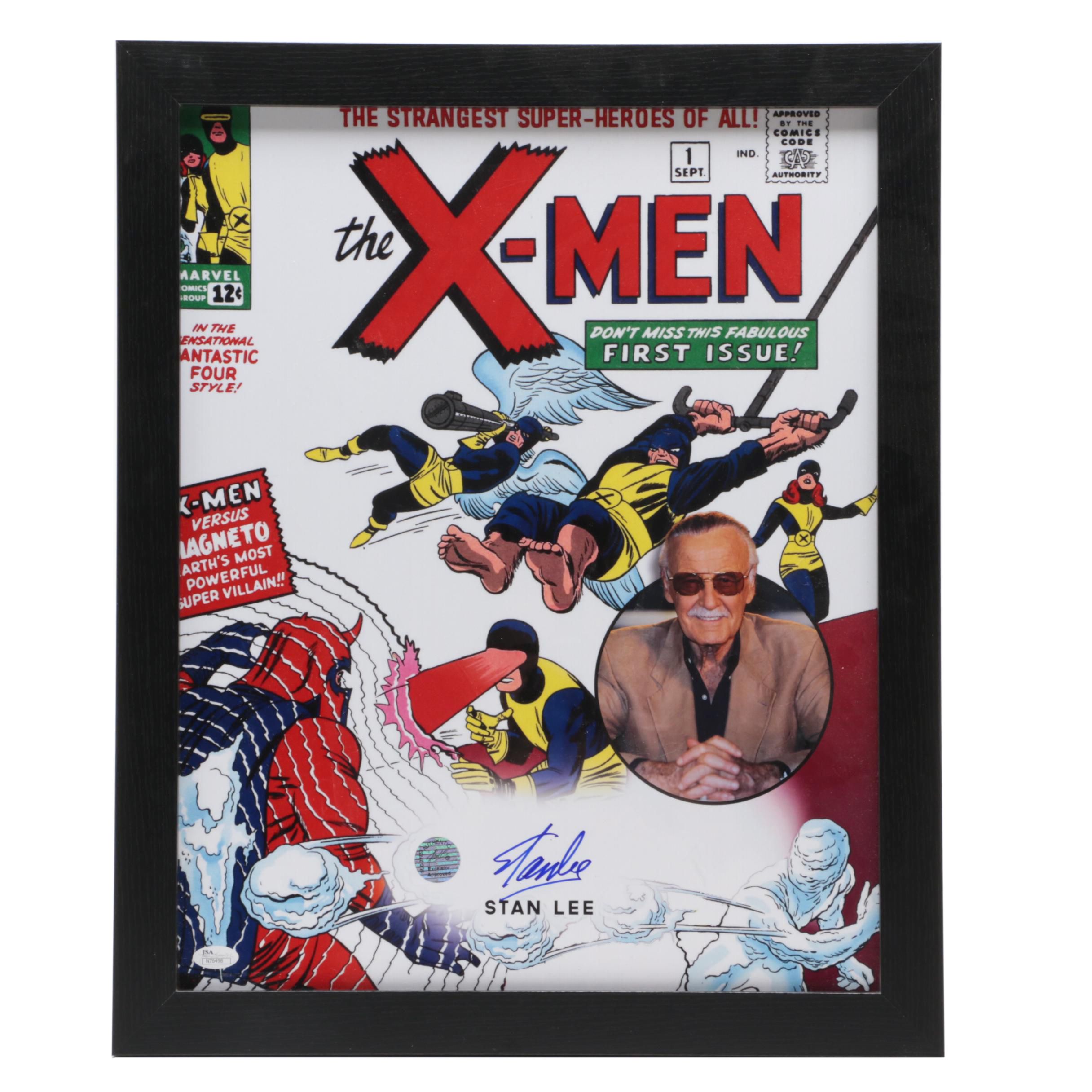Stan Lee Signed "X-Men" Marvel Super-Hero Comics Framed Poster JSA COA