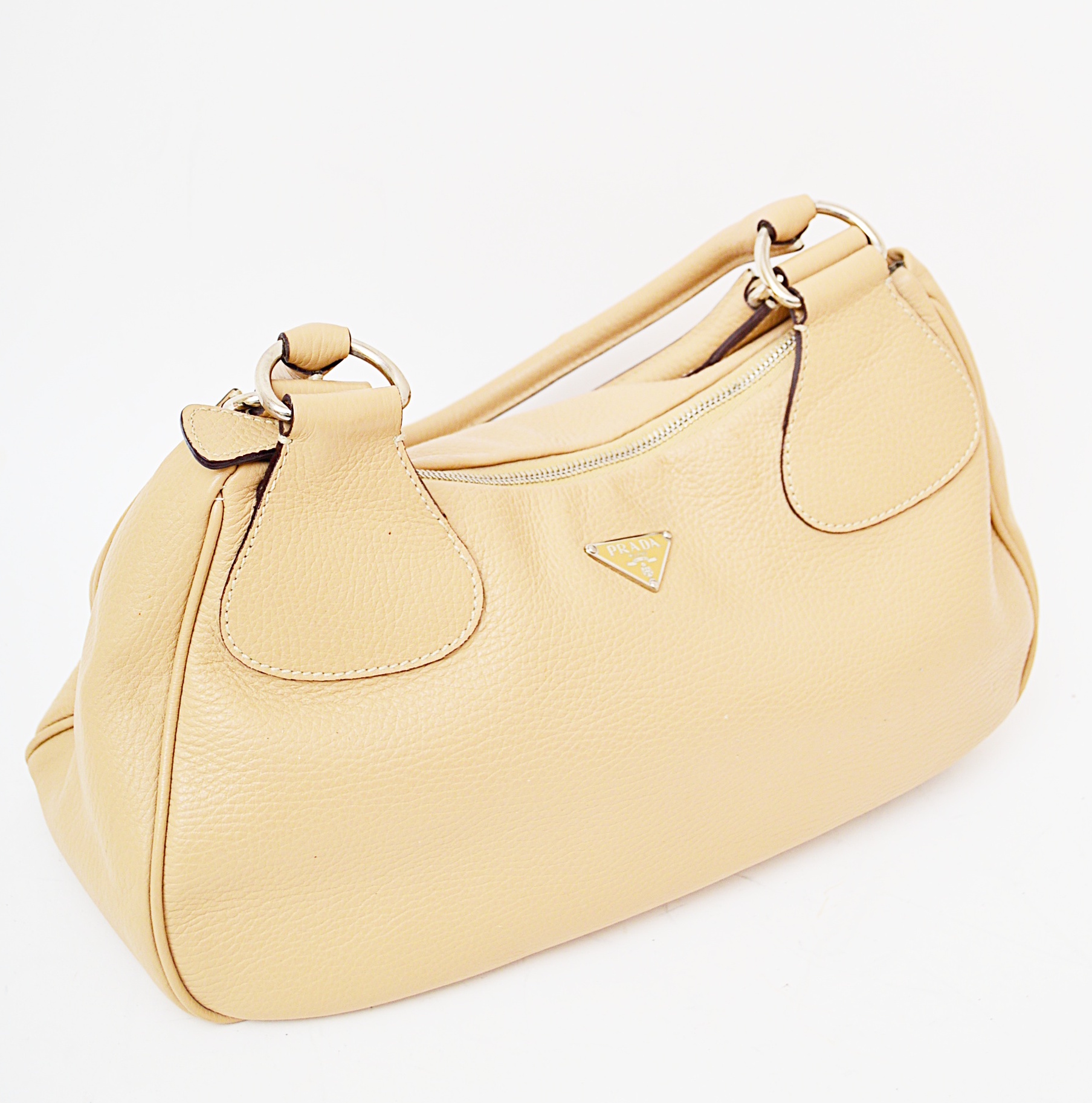 Prada Sabbia Semitracolla Daino Leather Handbag