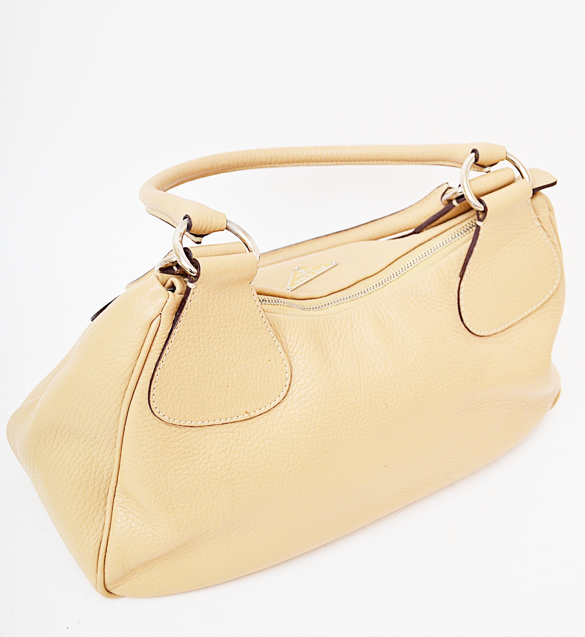 Prada Sabbia Semitracolla Daino Leather Handbag