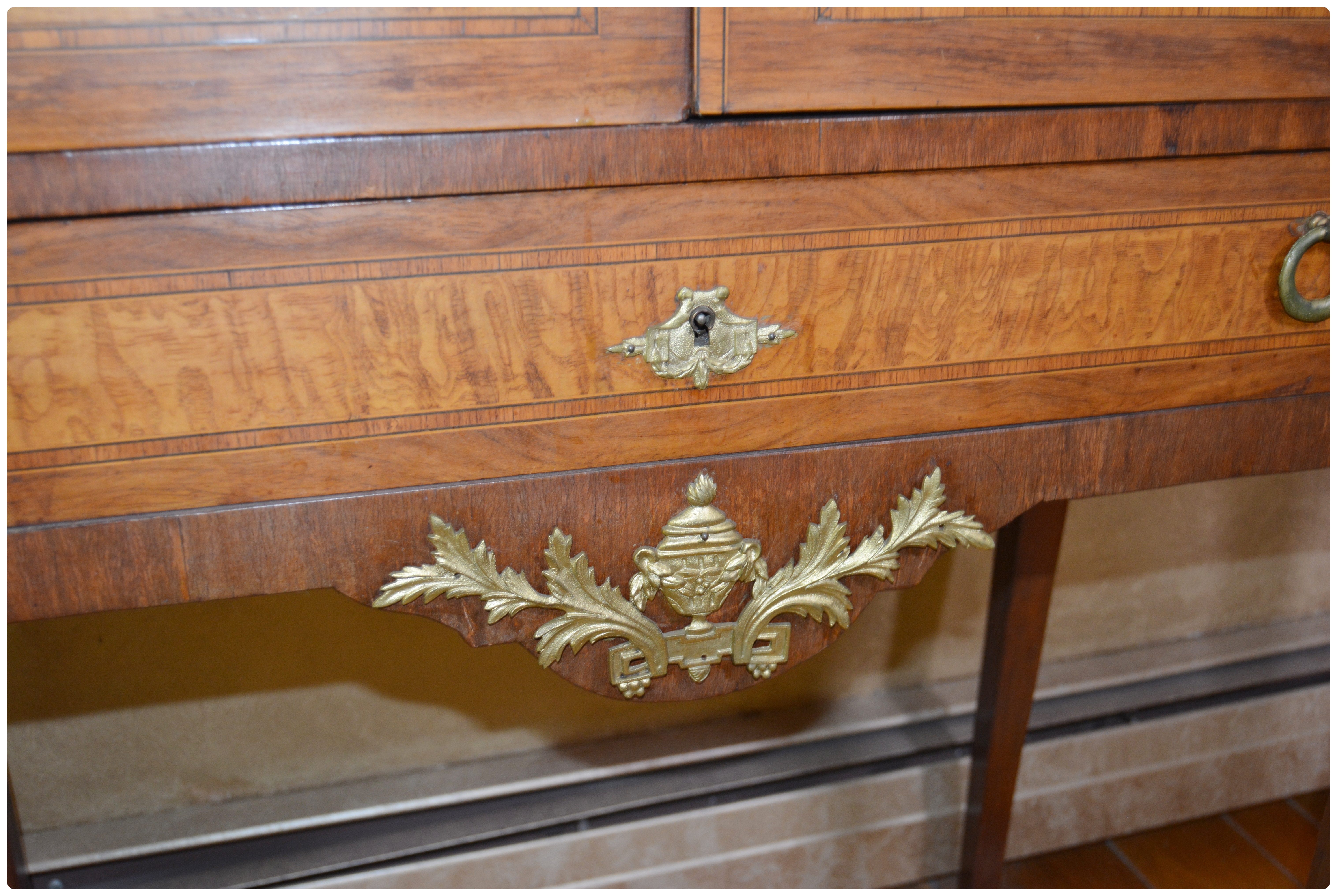 Louis XV Style Marquetry and Gilt Metal Mounted Cabinet, 20th Century