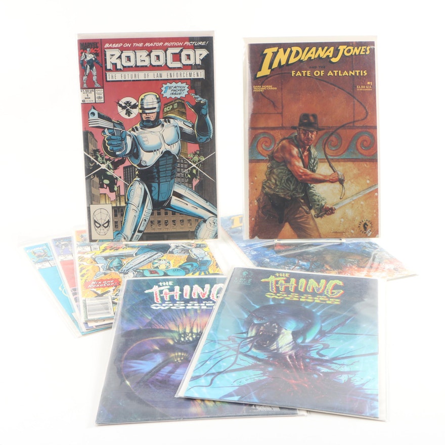 Dark Horse and Marvel Comic Books featuring "Indiana Jones" and "Robocop"