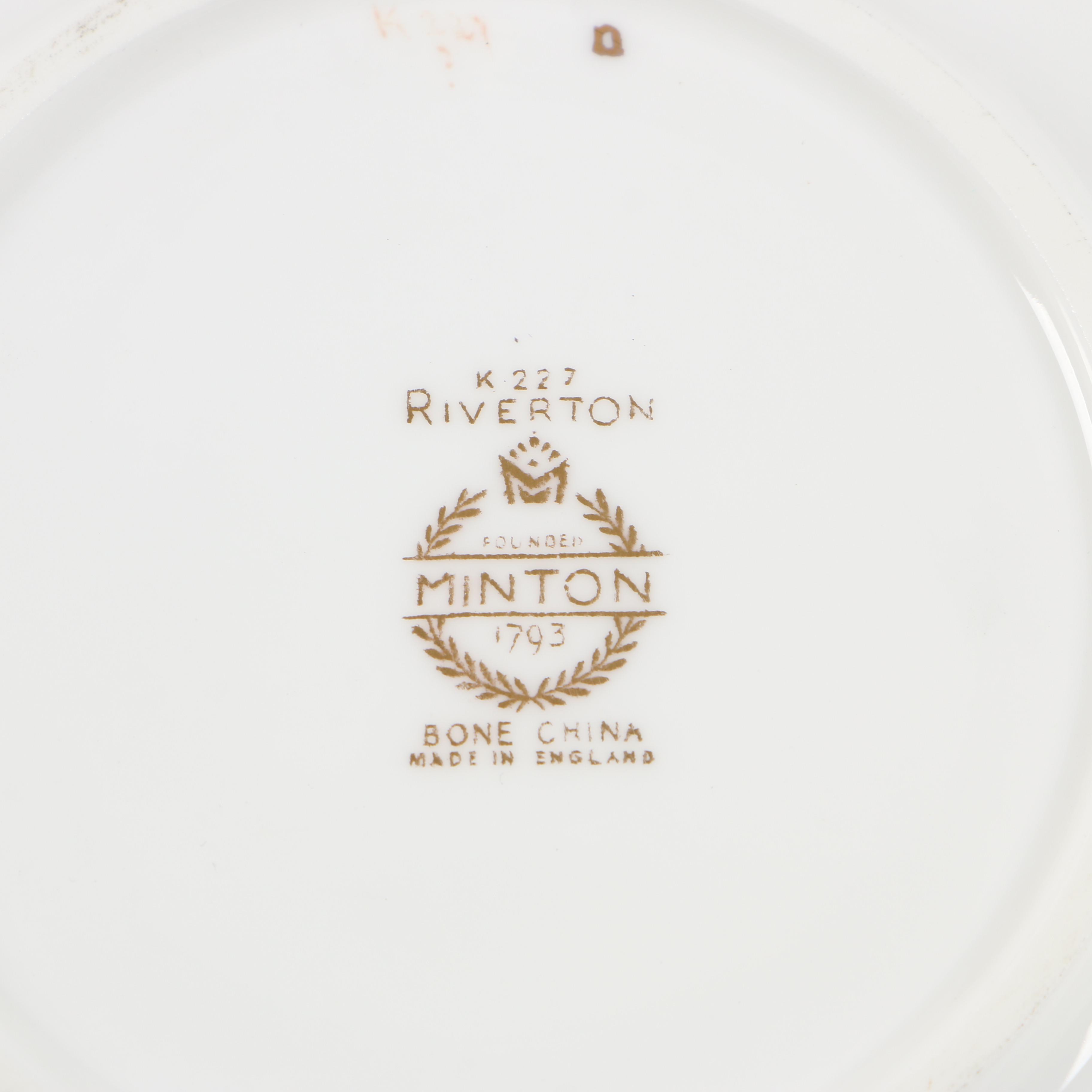 Minton "Riverton" Bone China Tea and Demitasse Service for Twelve