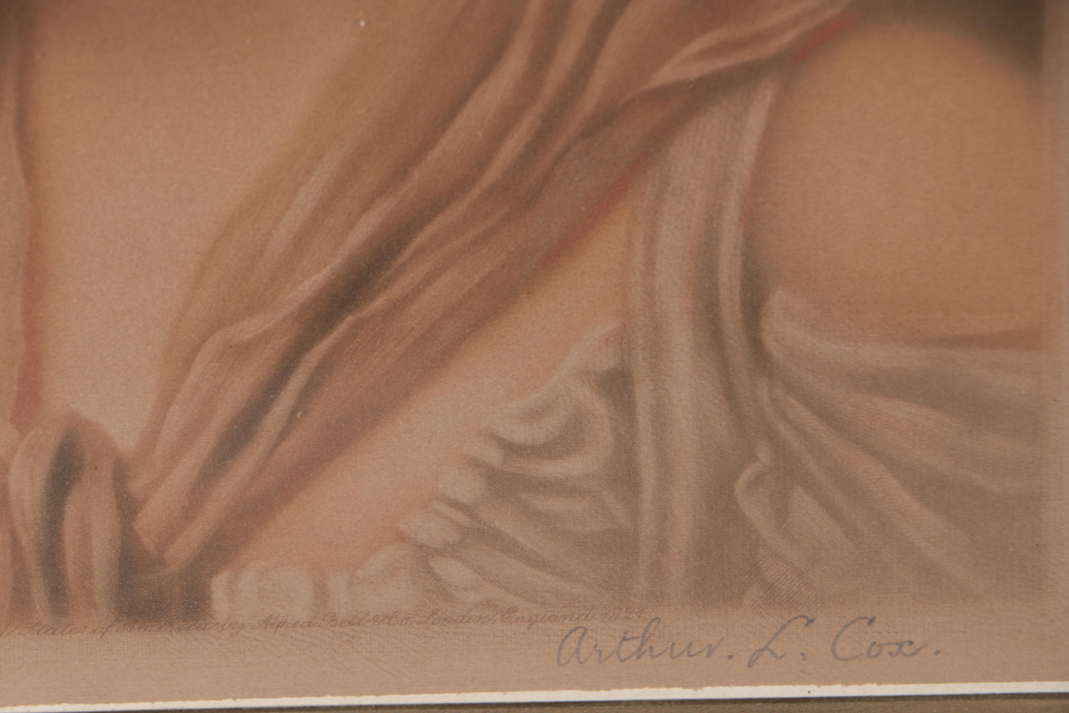 Arthur L. Cox Mezzotint Engraving after Jean Baptiste Greuze, 1921