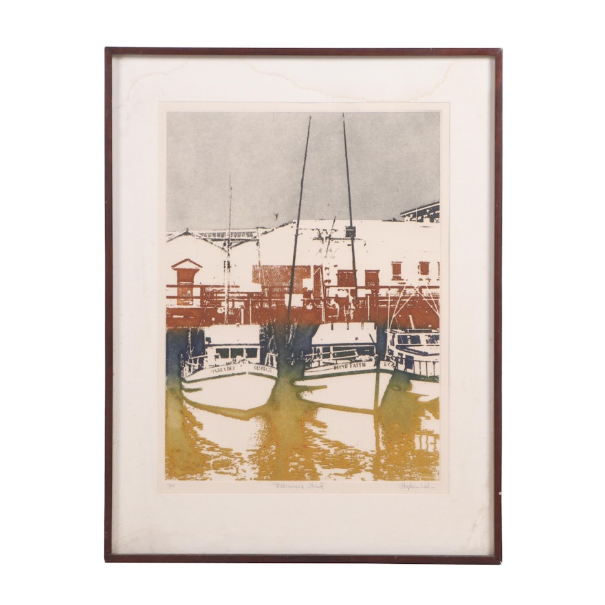Stephen Lublin Etching with Aquatint  "Fisherman's Wharf"