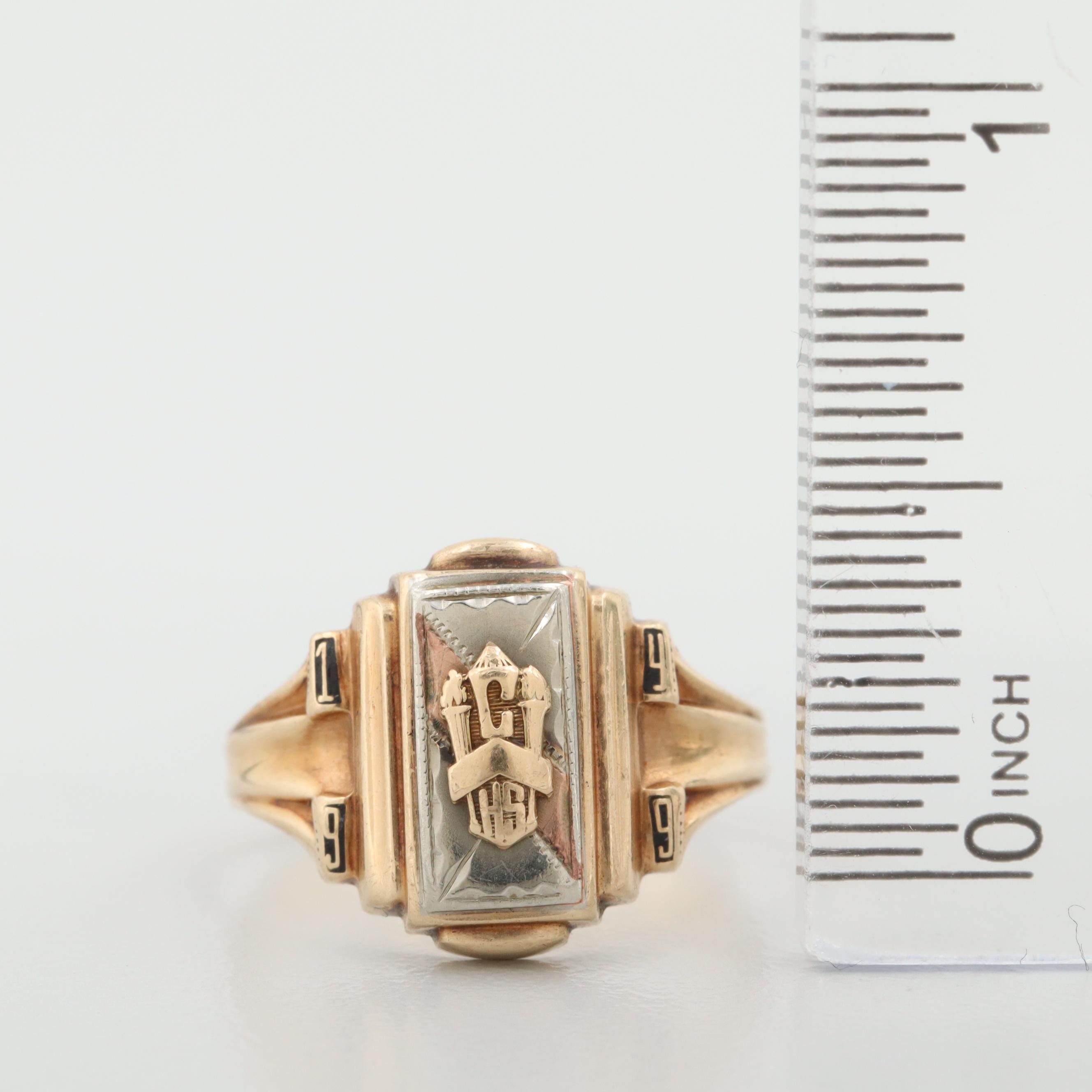 Vintage 10K Yellow Gold Enamel Class Ring