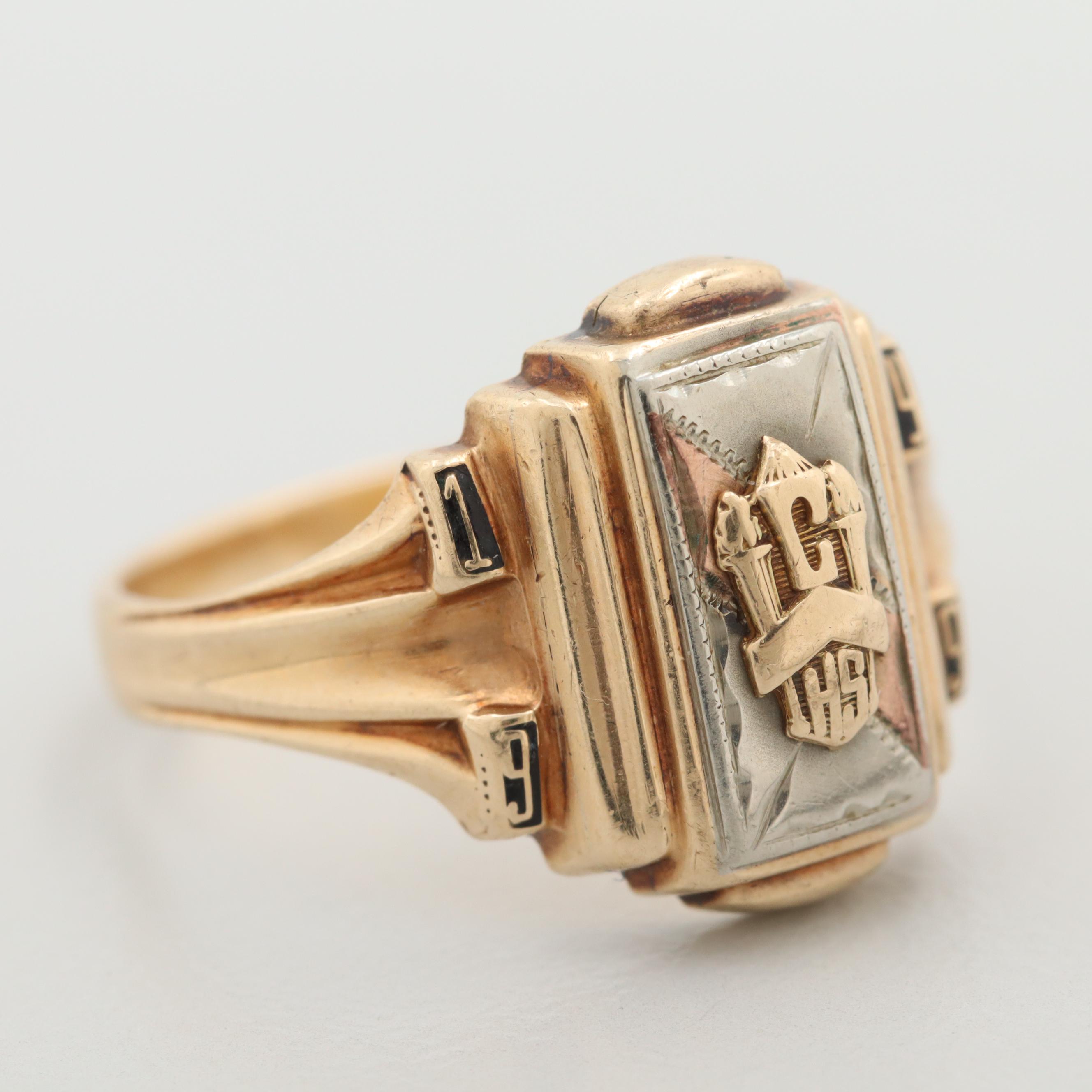 Vintage 10K Yellow Gold Enamel Class Ring
