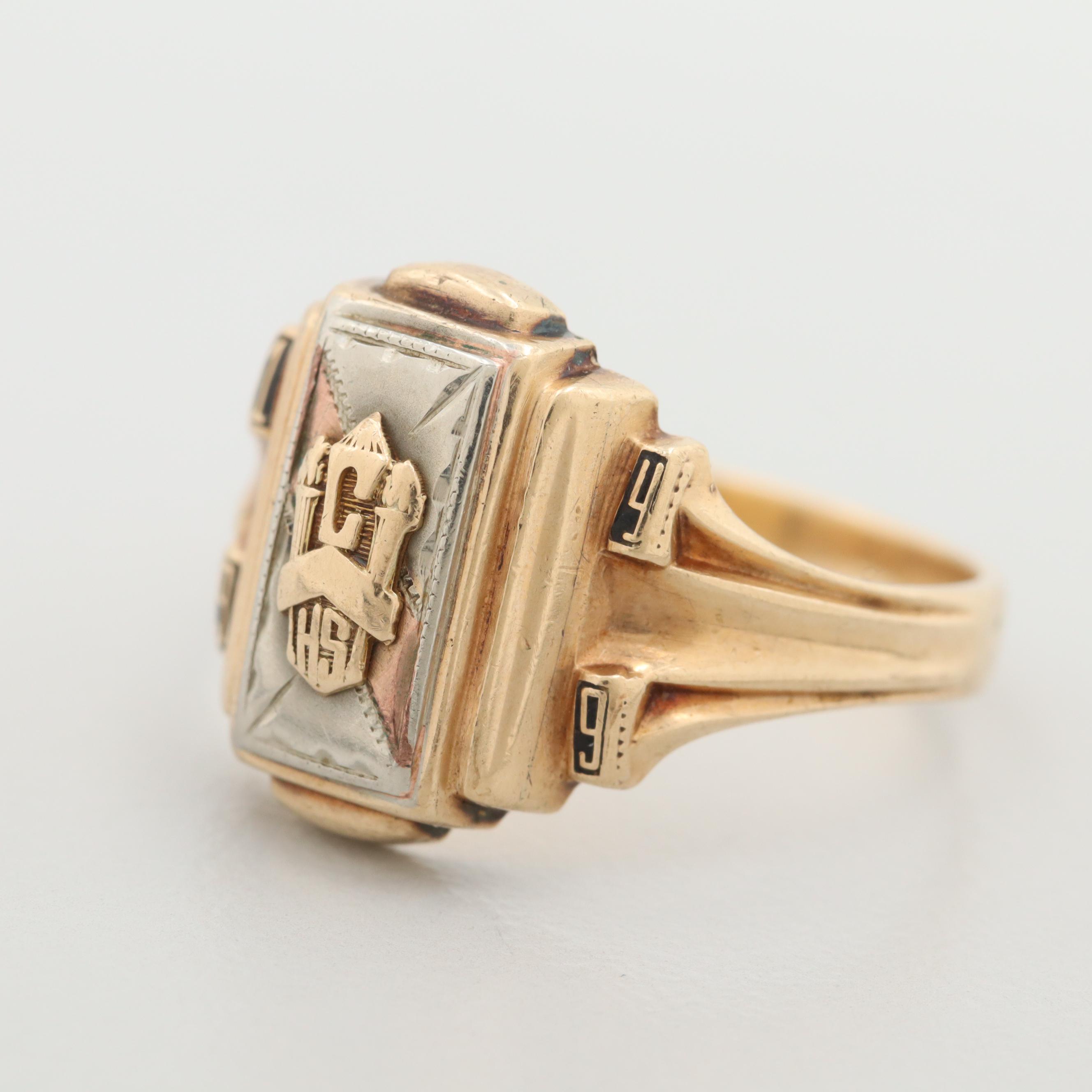 Vintage 10K Yellow Gold Enamel Class Ring