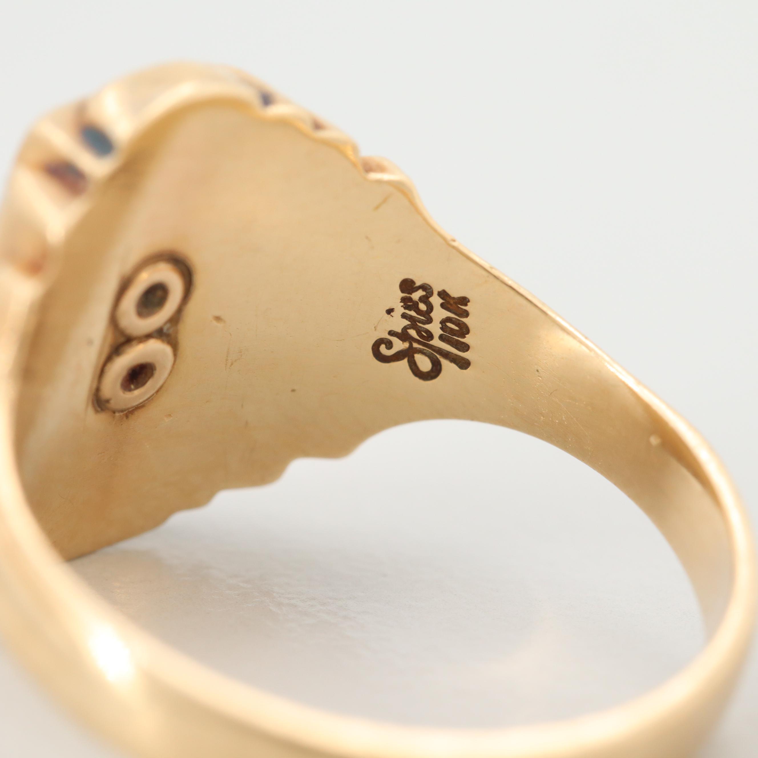Vintage 10K Yellow Gold Enamel Class Ring