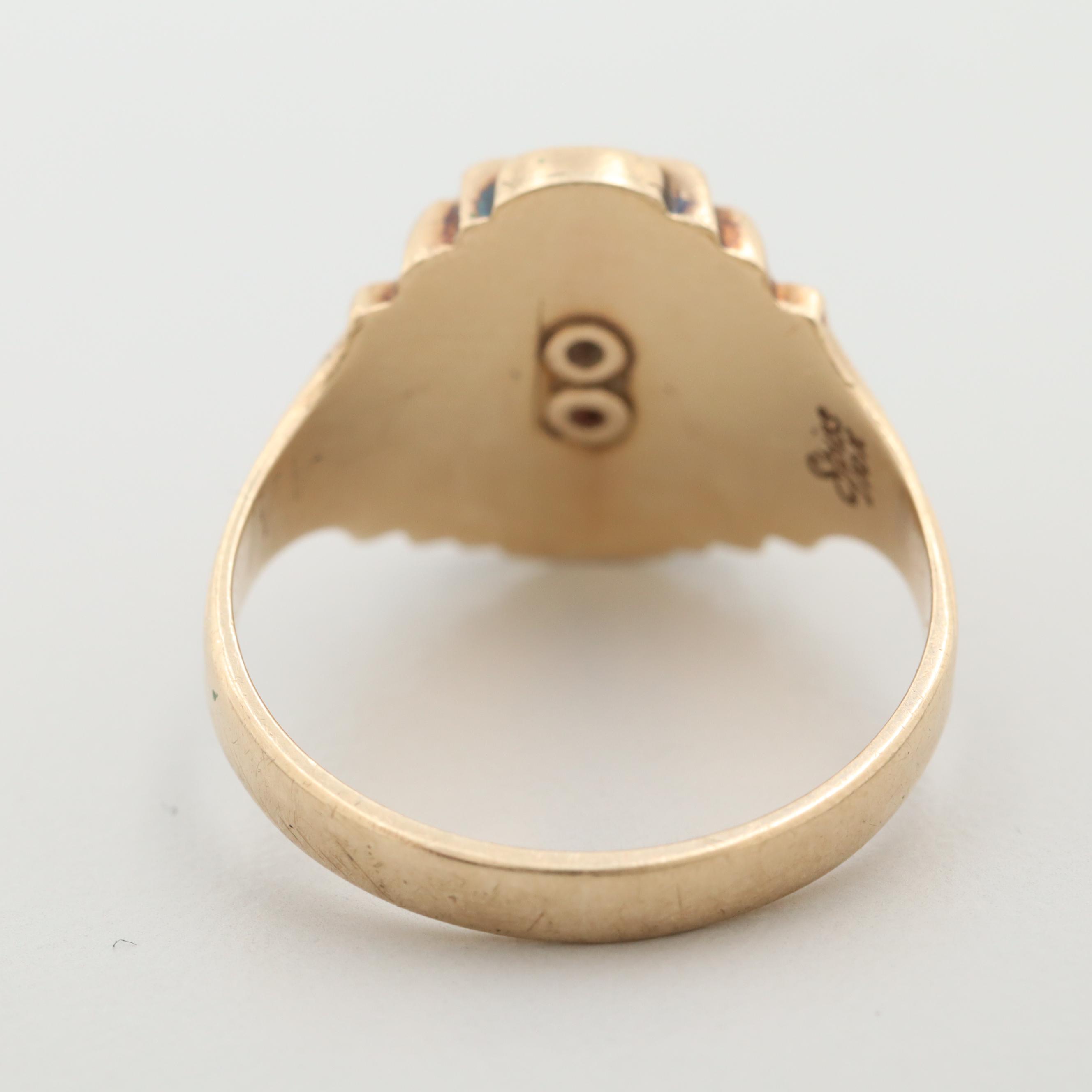 Vintage 10K Yellow Gold Enamel Class Ring