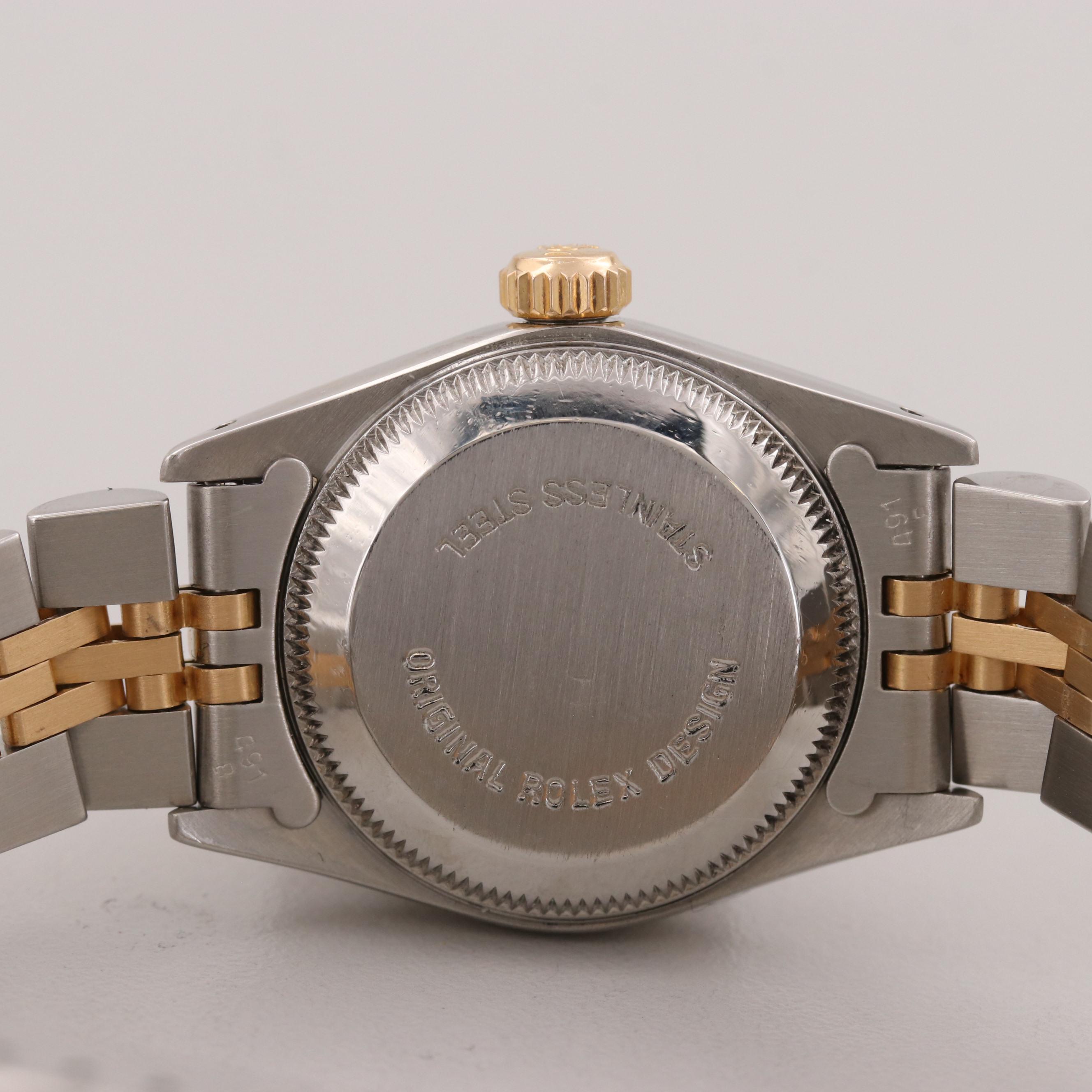 Rolex Stainless Steel and 18K Gold Watch With Diamond Dial and Bezel, 1991