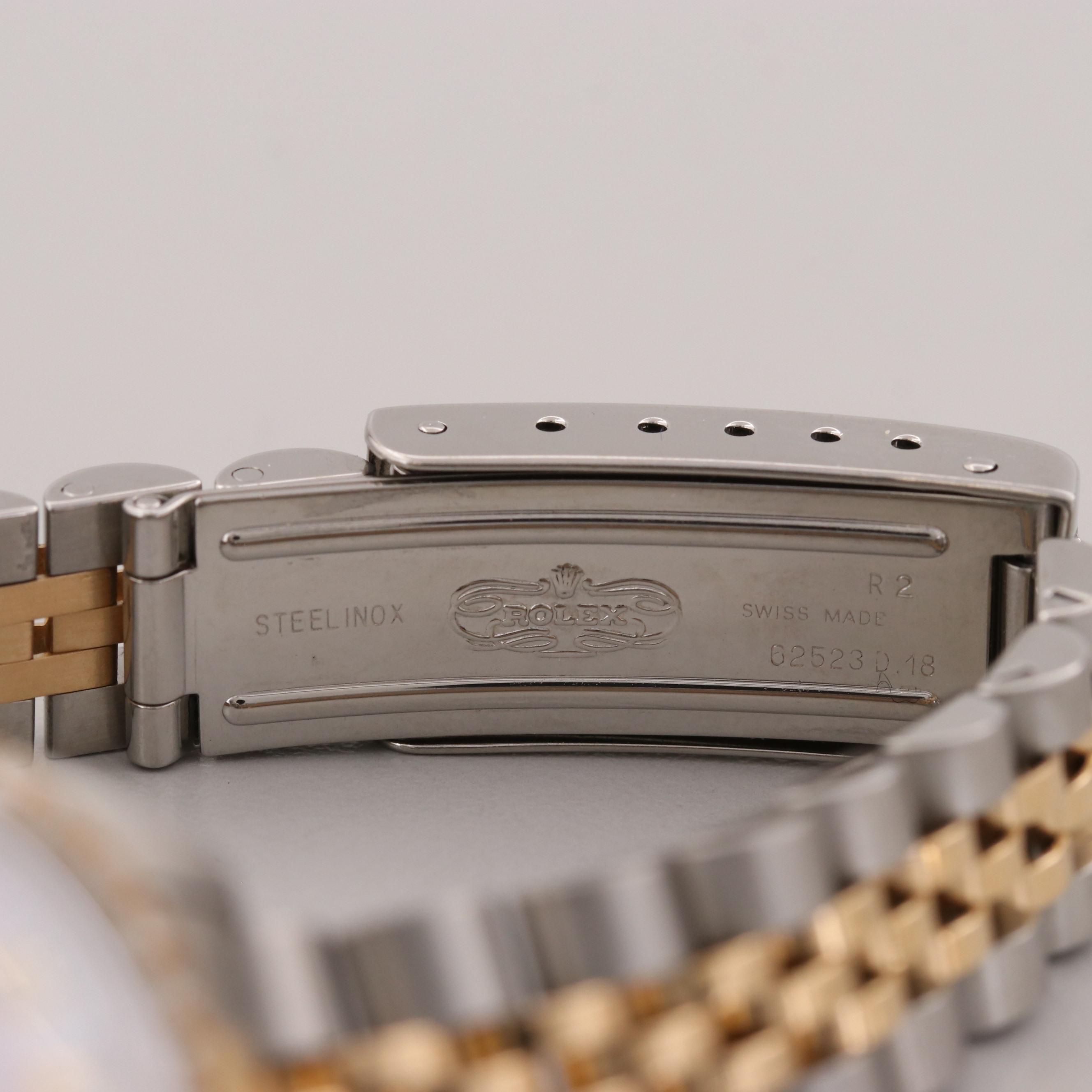 Rolex Stainless Steel and 18K Gold Watch With Diamond Dial and Bezel, 1991