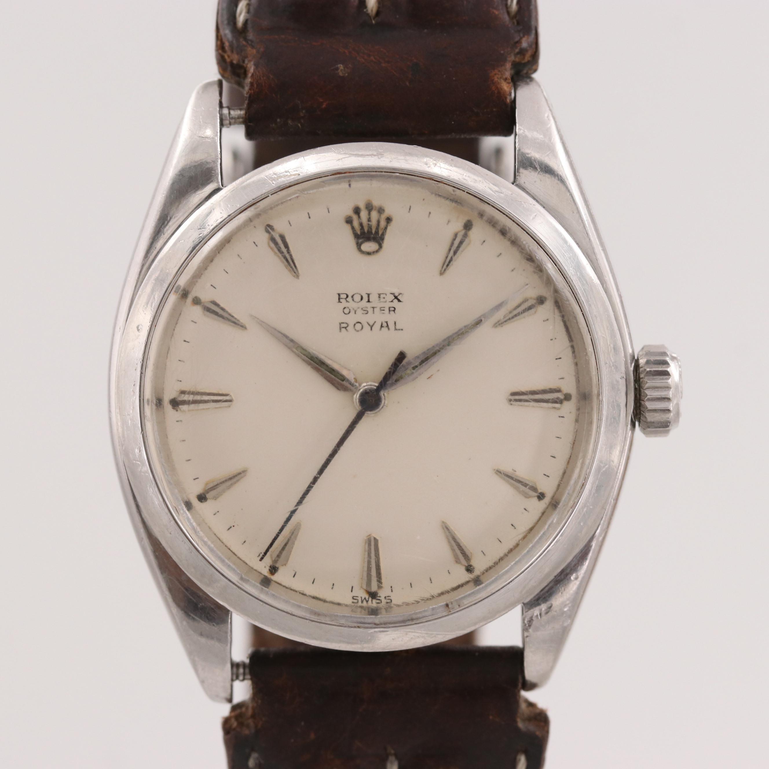 Vintage Rolex Oyster Royal Stainless Steel Stem Wind Watch, 1961