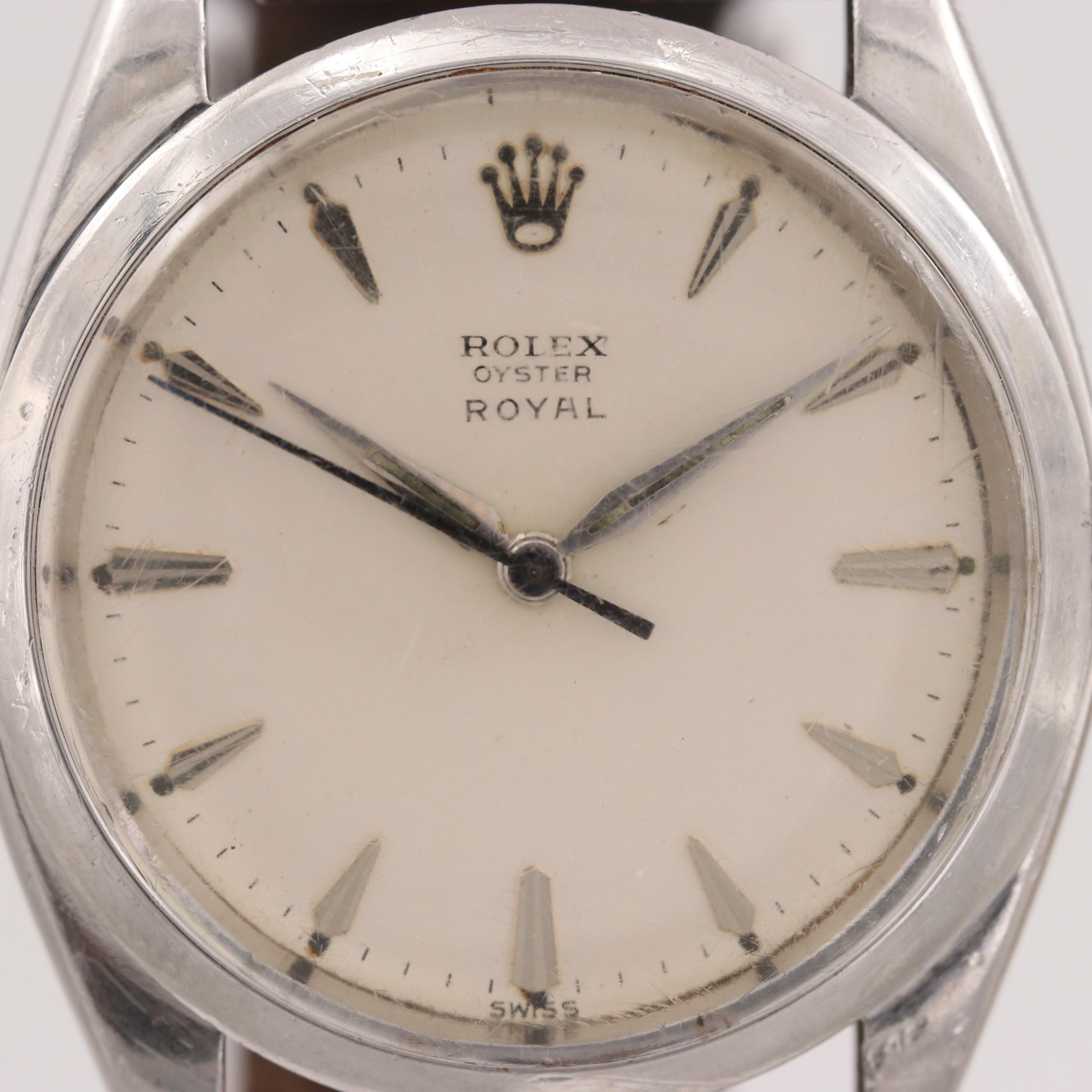 Vintage Rolex Oyster Royal Stainless Steel Stem Wind Watch, 1961