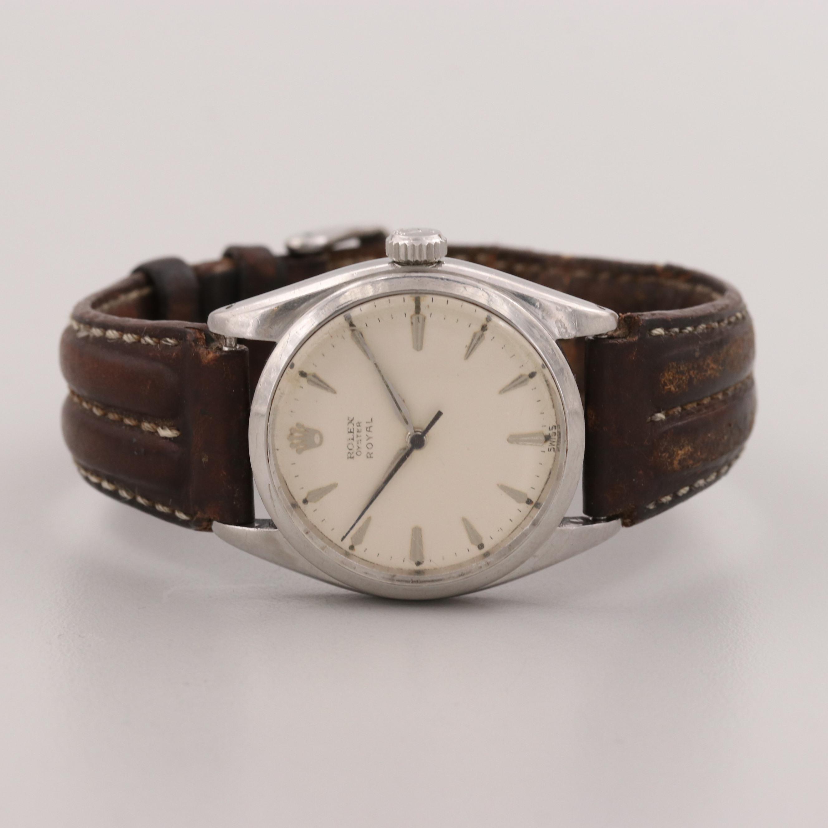 Vintage Rolex Oyster Royal Stainless Steel Stem Wind Watch, 1961