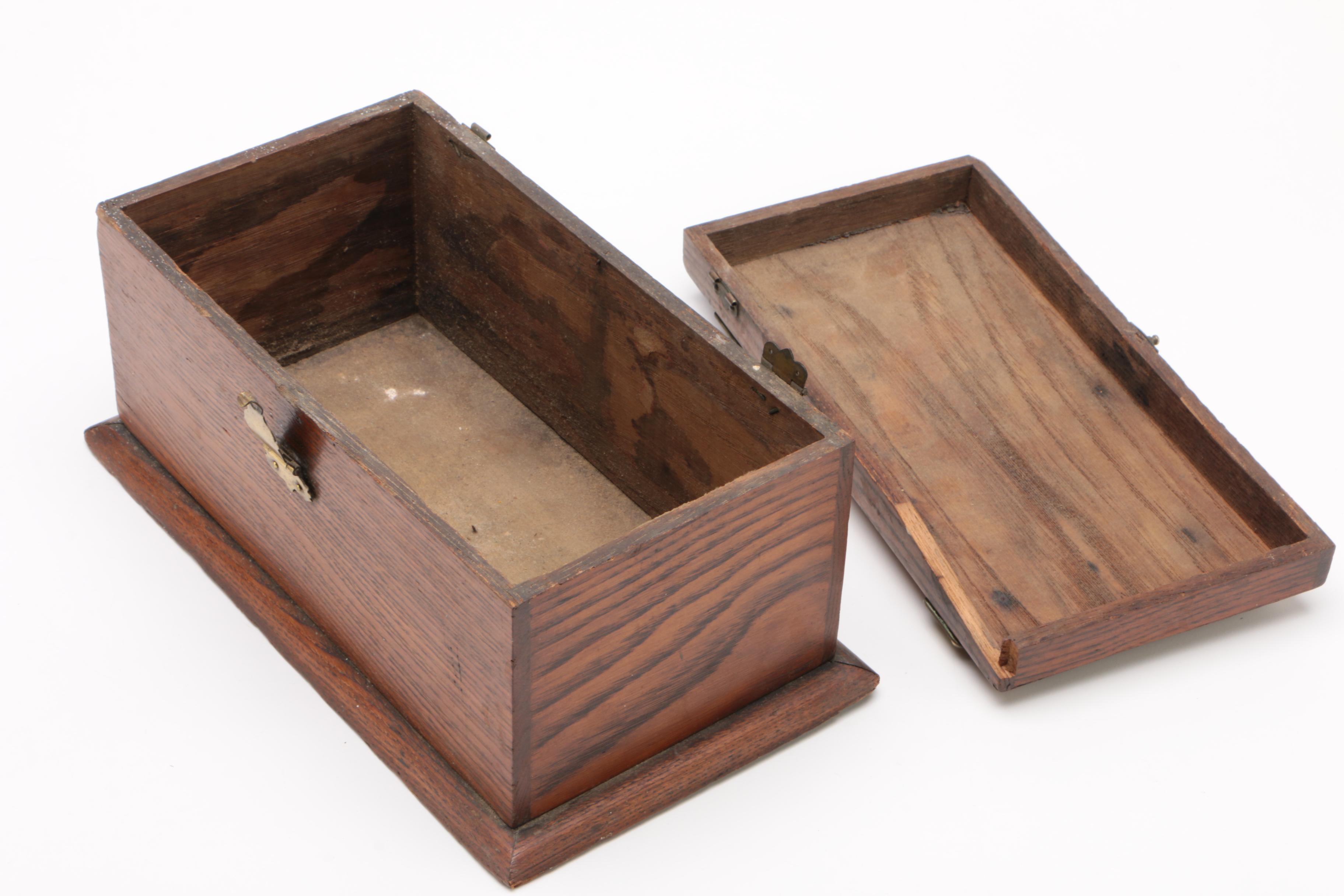 Victorian Brass-Mounted Oak Table Box, Late 19th Century