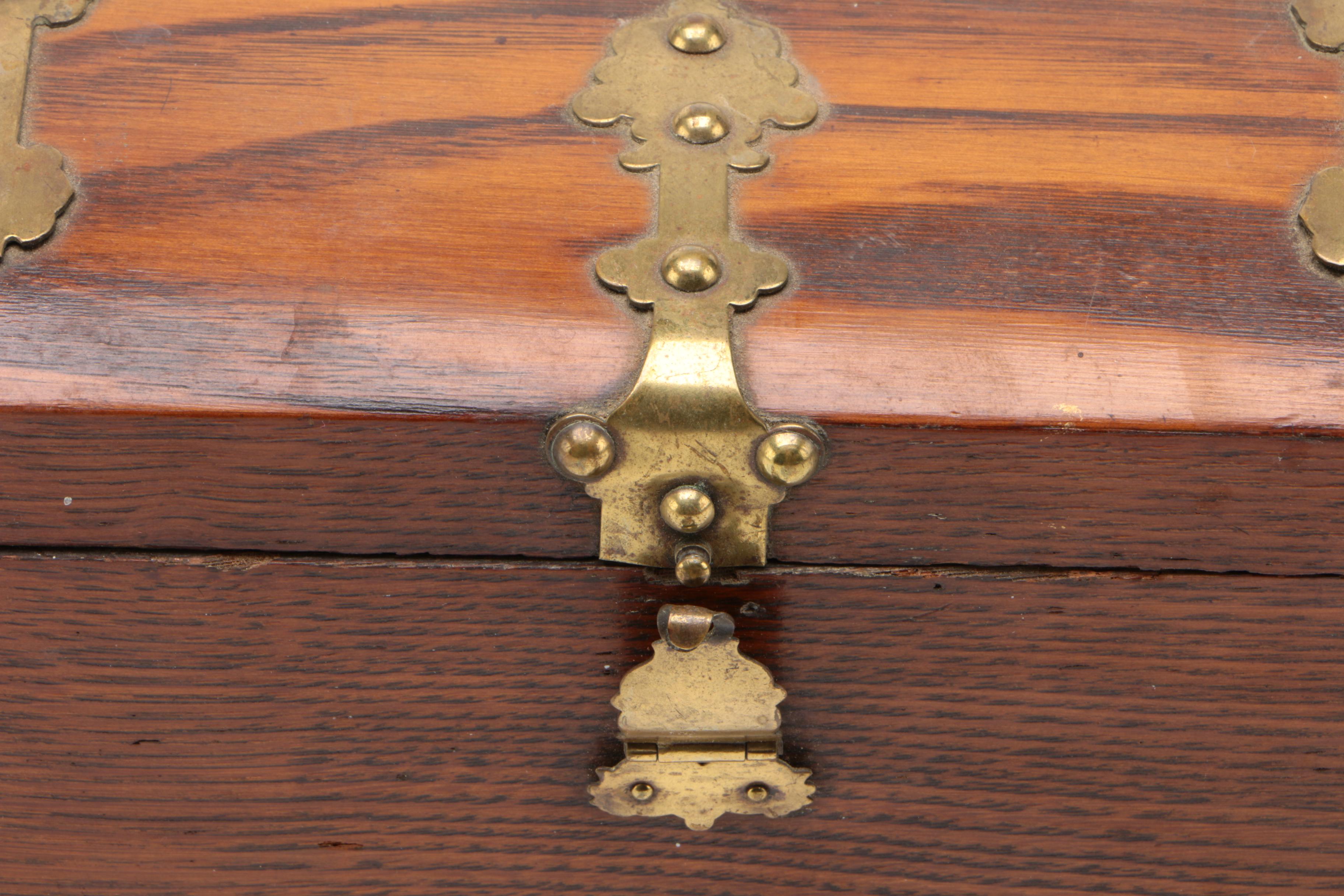 Victorian Brass-Mounted Oak Table Box, Late 19th Century