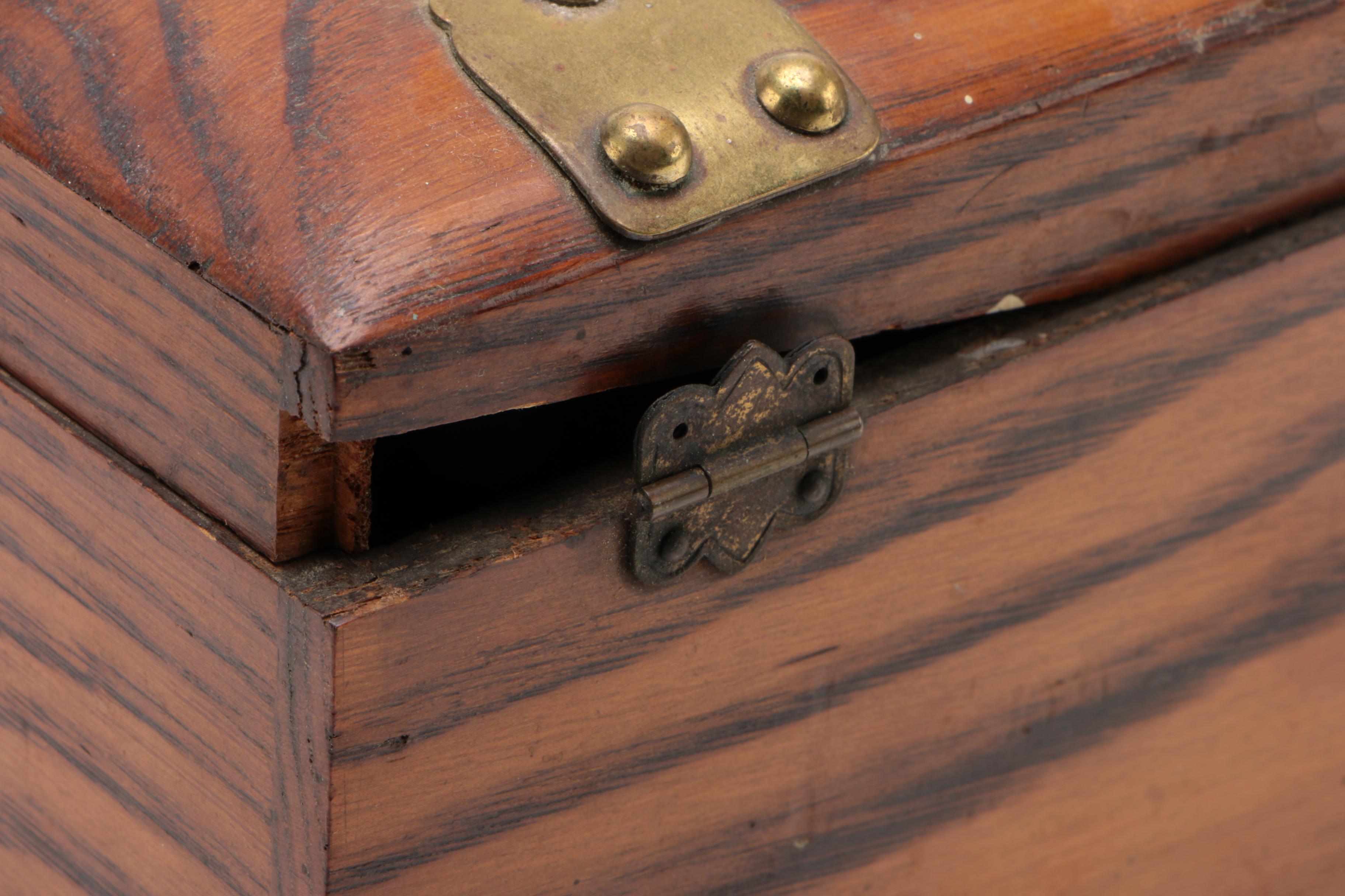 Victorian Brass-Mounted Oak Table Box, Late 19th Century