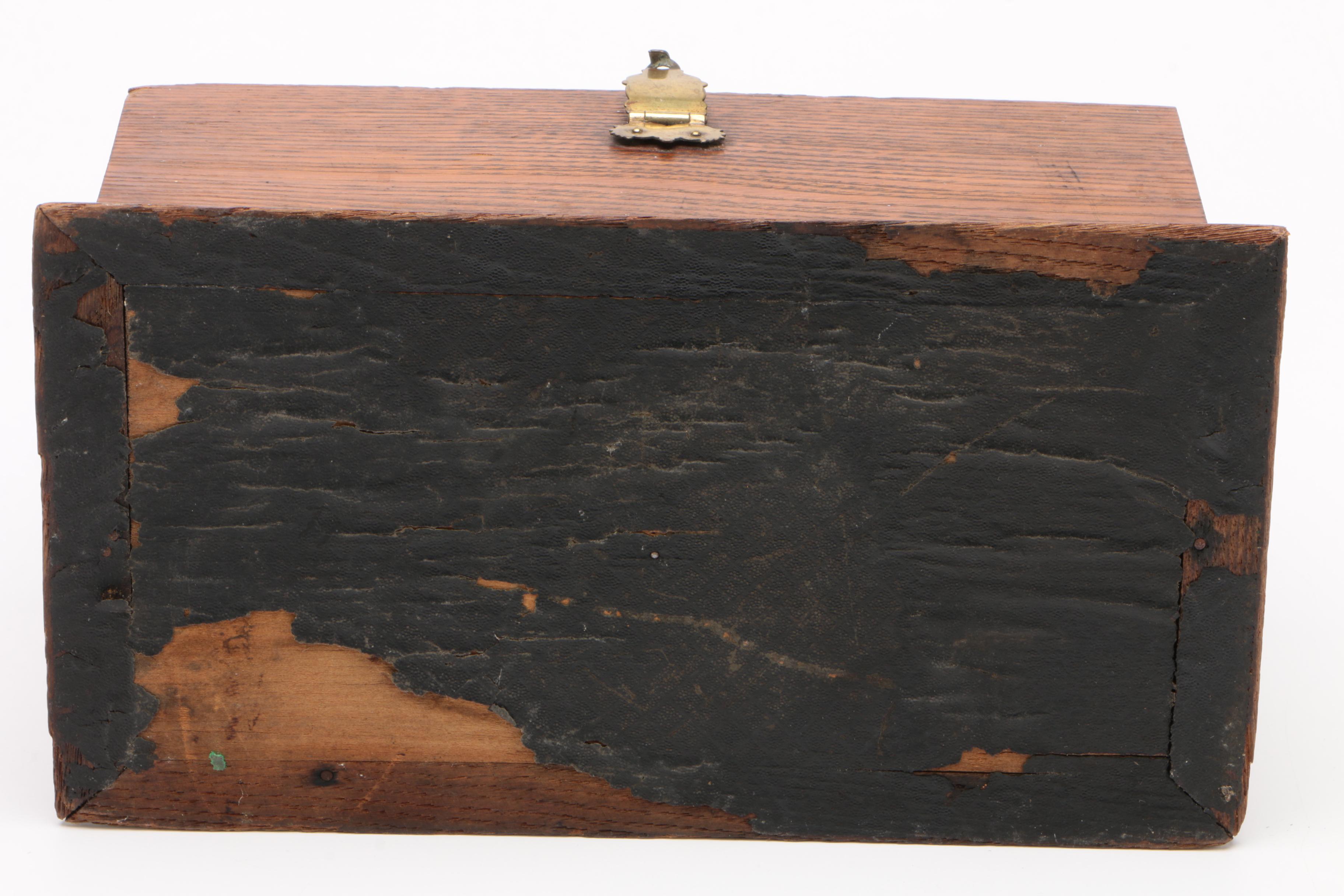 Victorian Brass-Mounted Oak Table Box, Late 19th Century