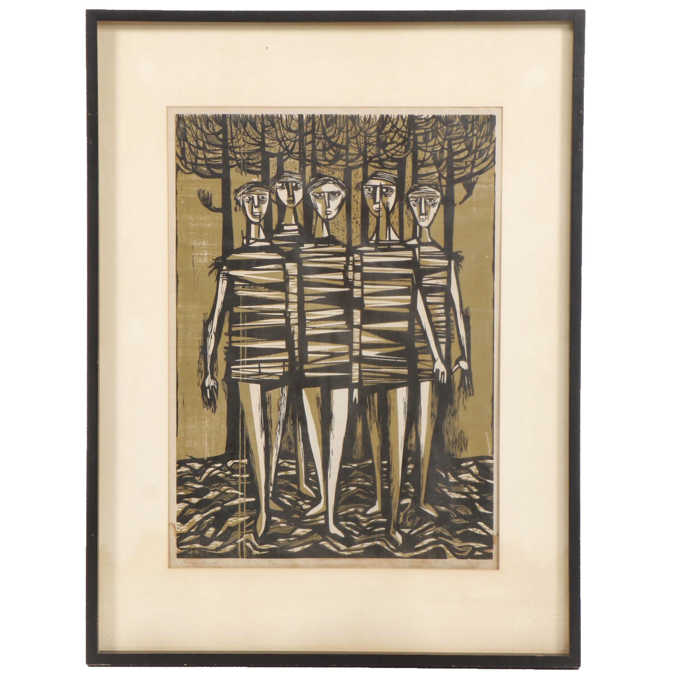 1967 Figural Woodcut